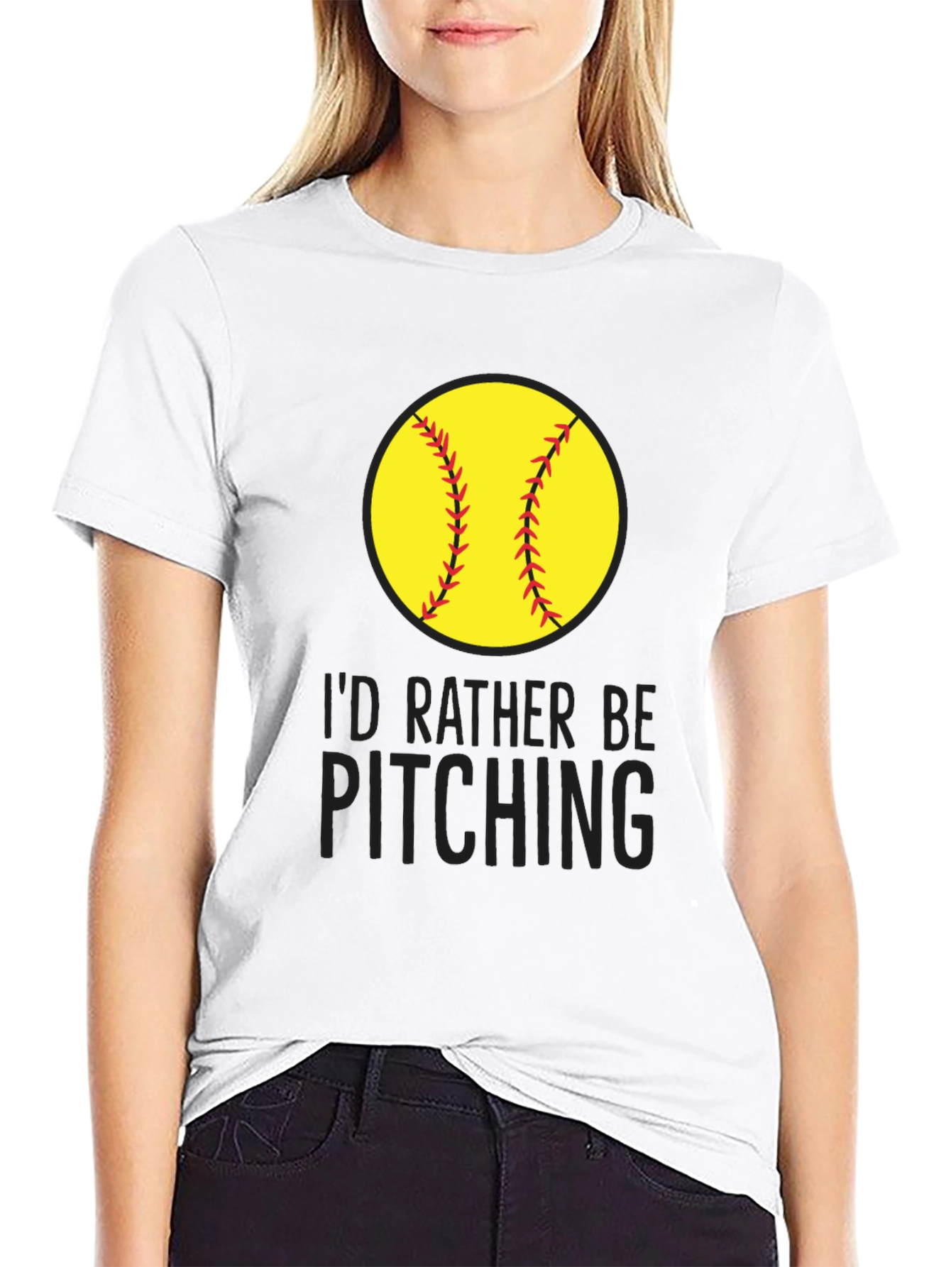 Id Rather Be Pitching T-Shirt - Softball Graphic Tee