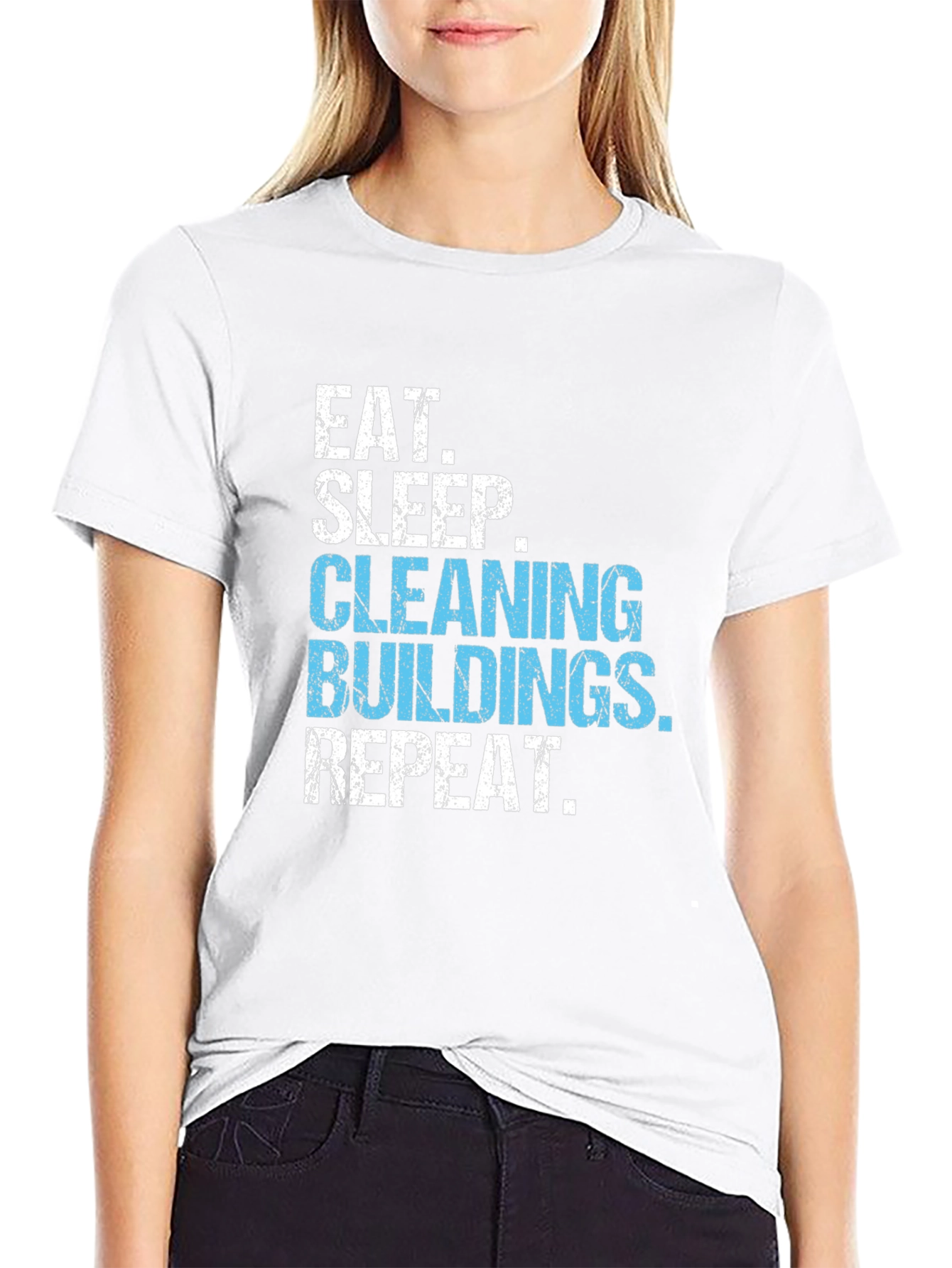 Eat Sleep Cleaning Buildings Repeat Black T-Shirt