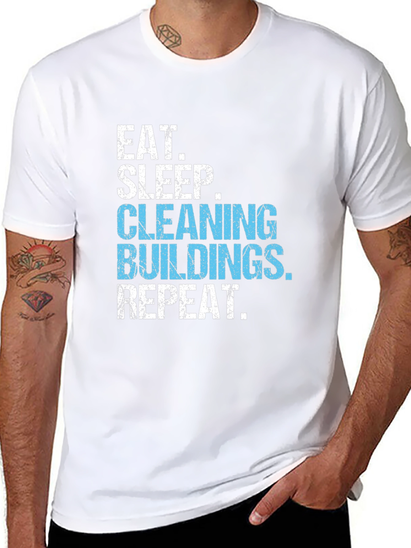 Eat Sleep Cleaning Buildings Repeat Black T-Shirt