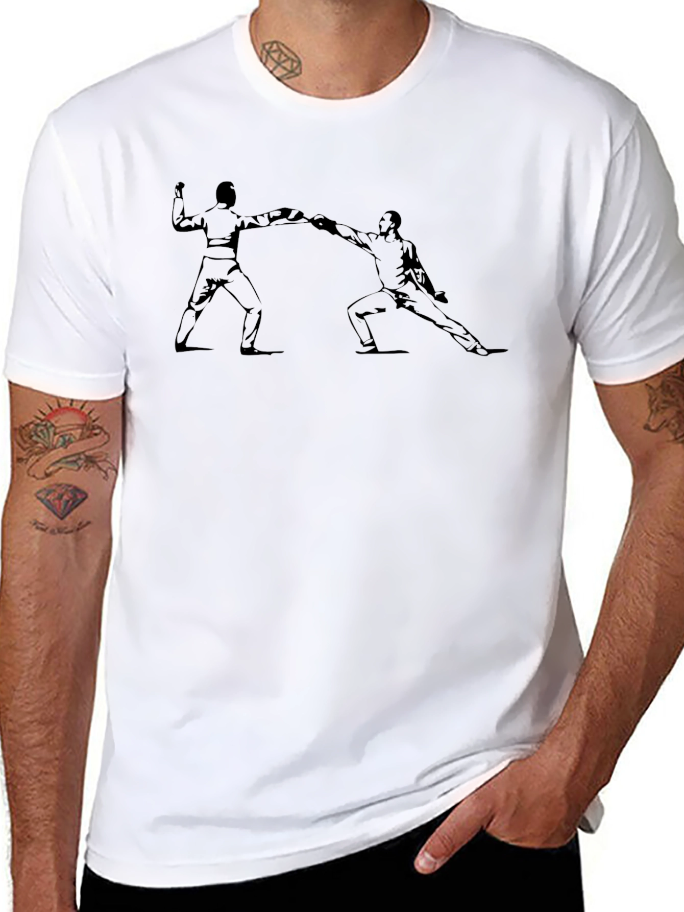 Fencing Silhouette Black T-Shirt
