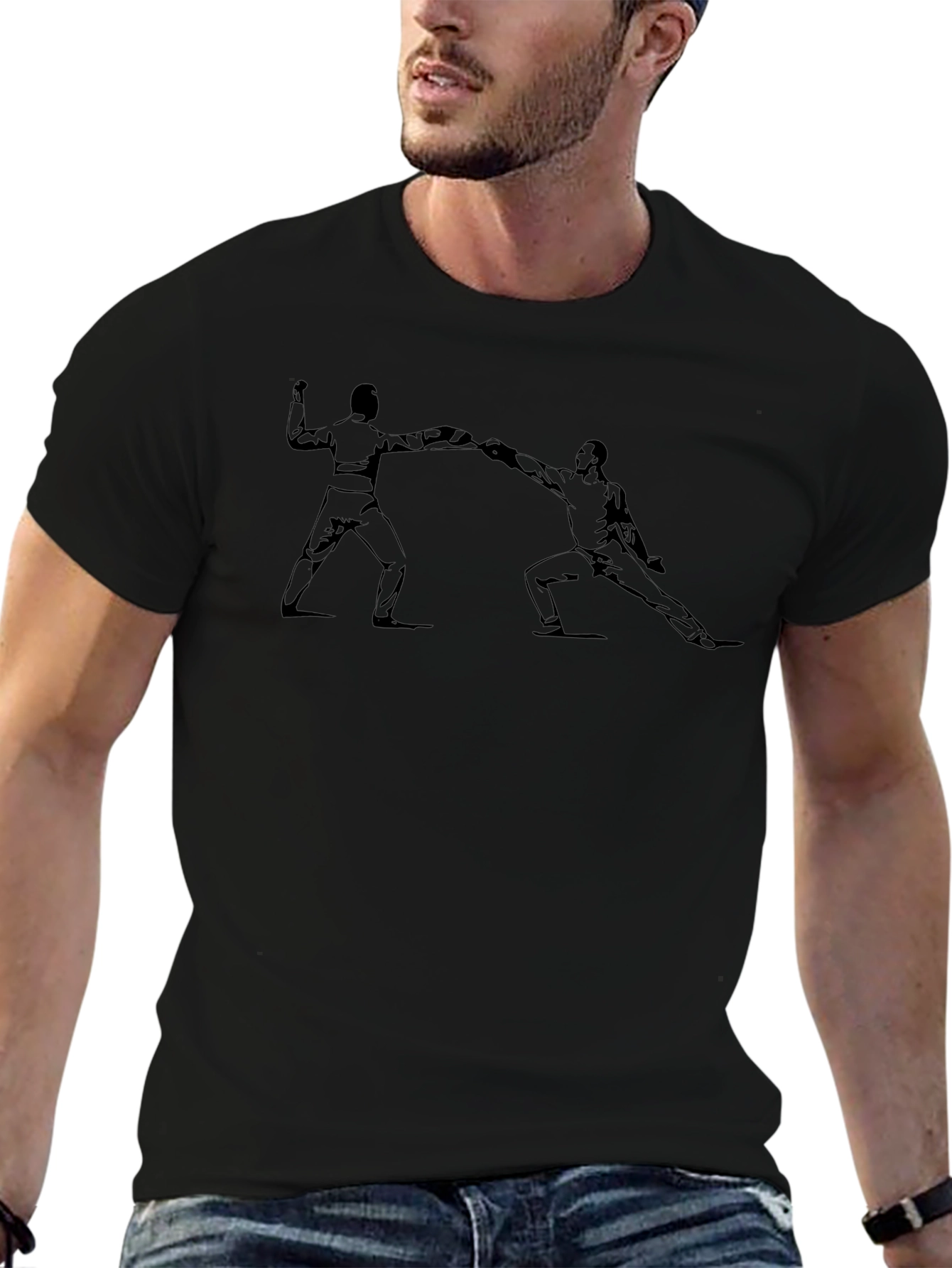 Fencing Silhouette Black T-Shirt