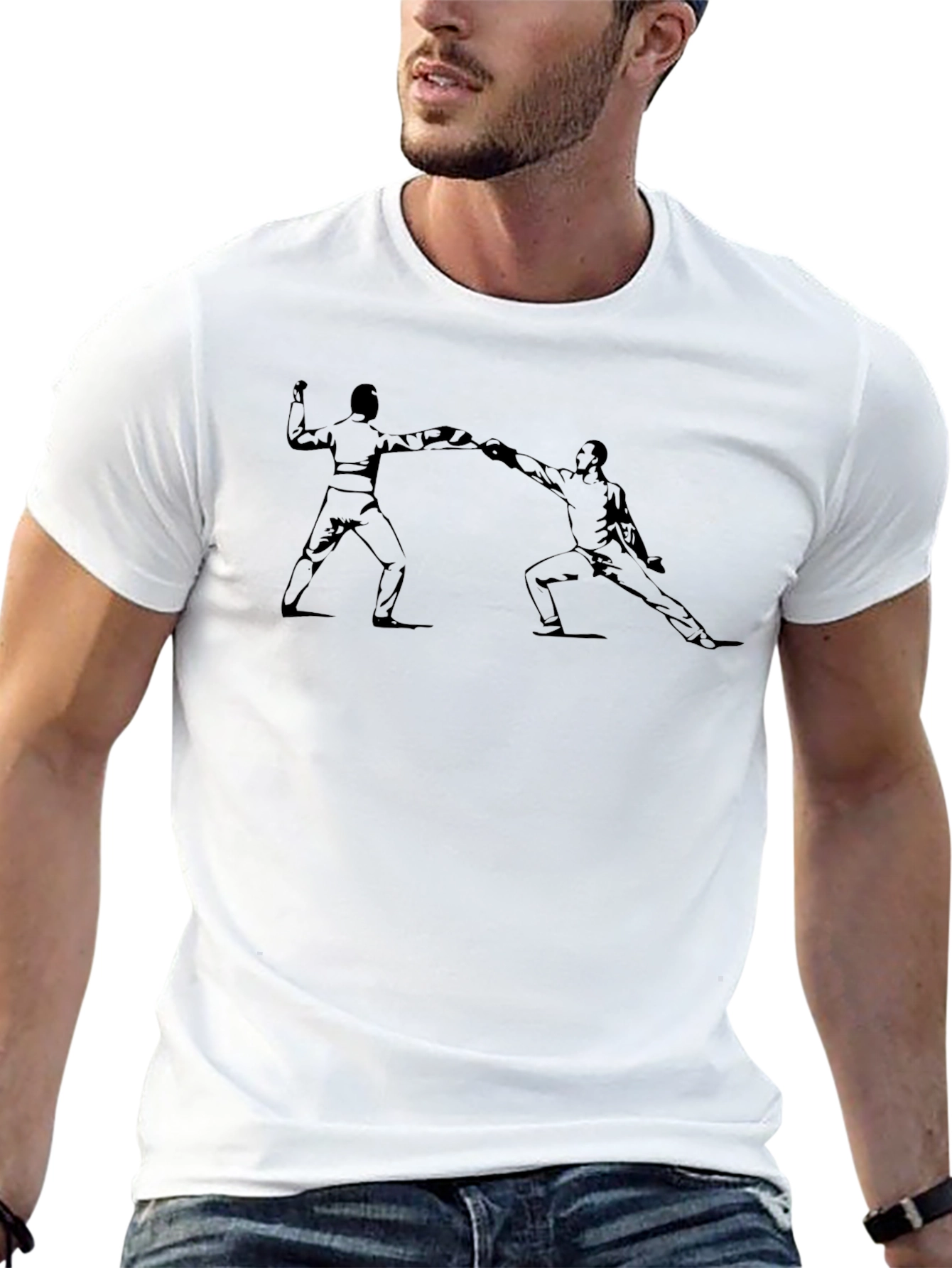 Fencing Silhouette Black T-Shirt