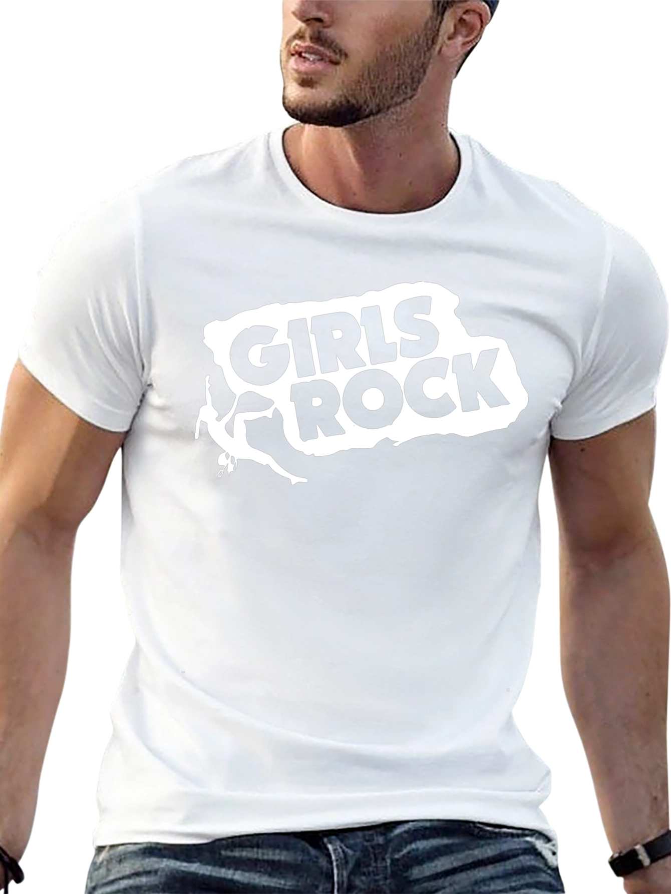 Girls Rock Black T-Shirt Climbing Design