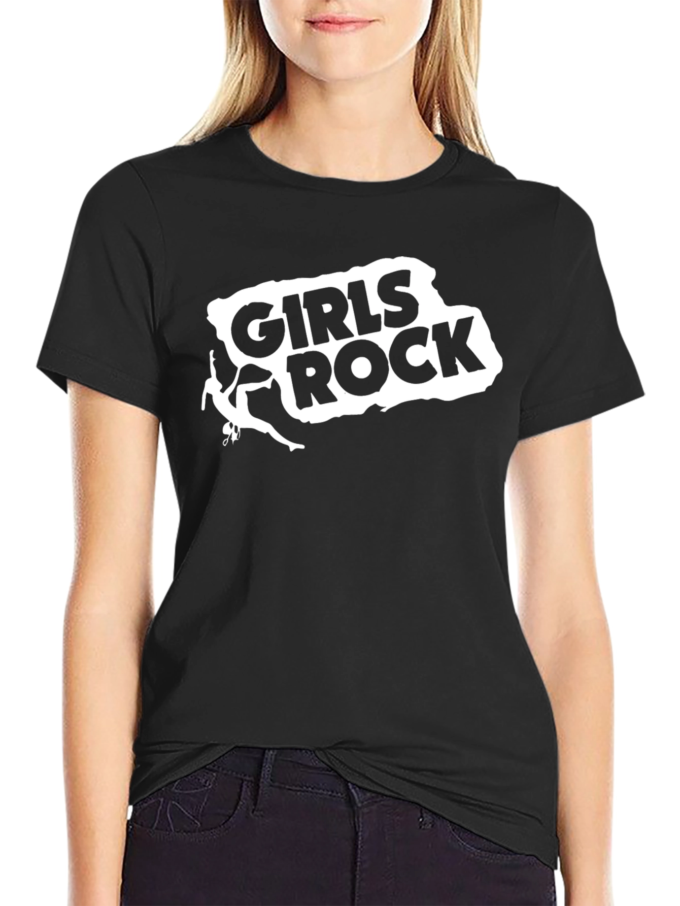 Girls Rock Black T-Shirt Climbing Design