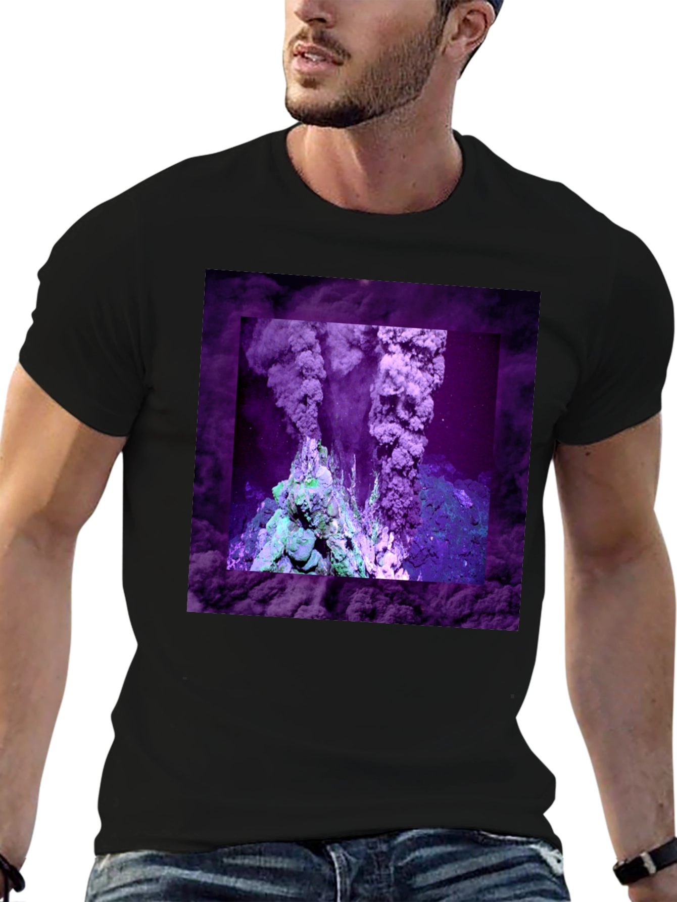 Volcano T-Shirt: Unique Purple Graphic Tee