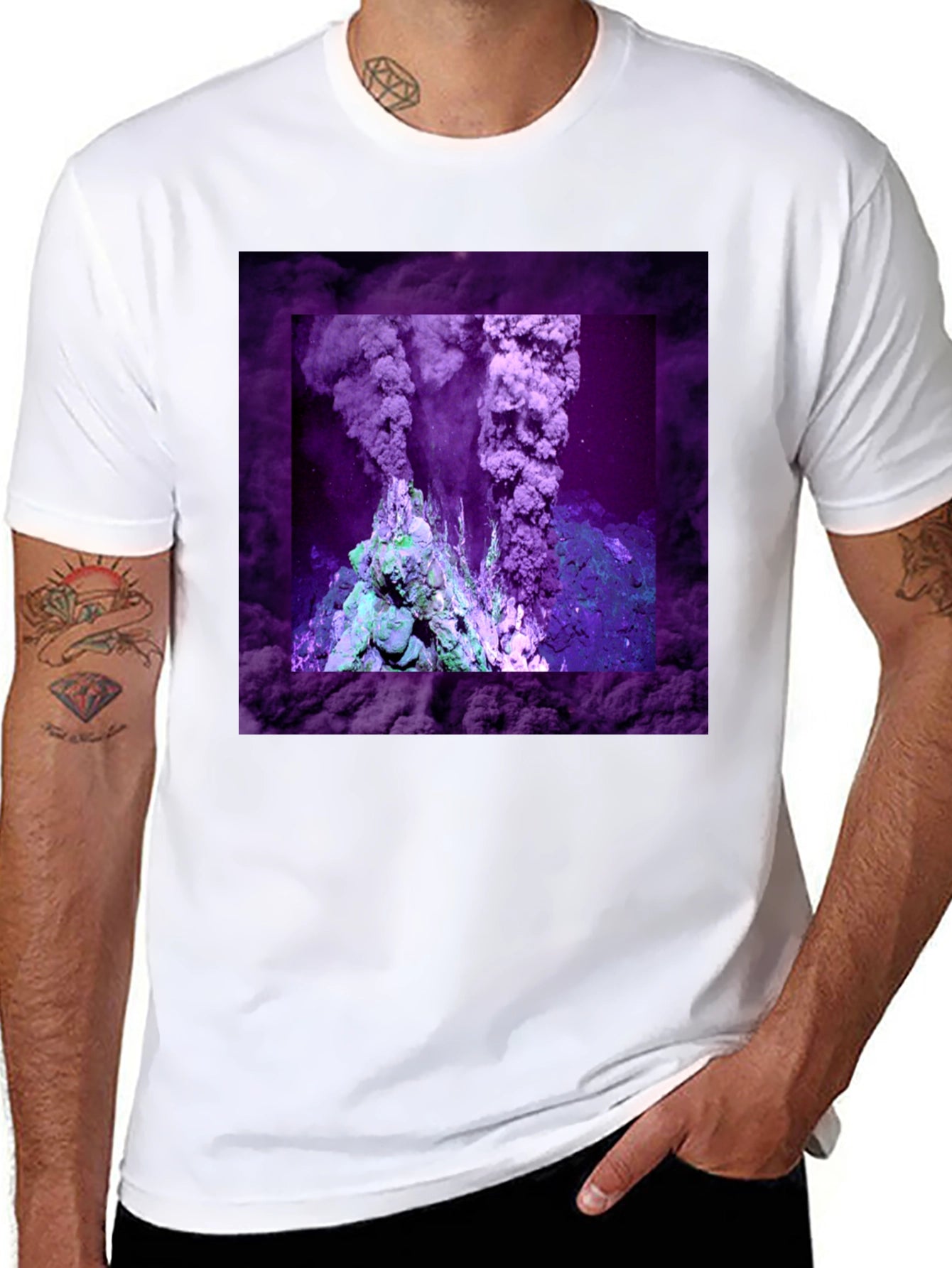 Volcano T-Shirt: Unique Purple Graphic Tee