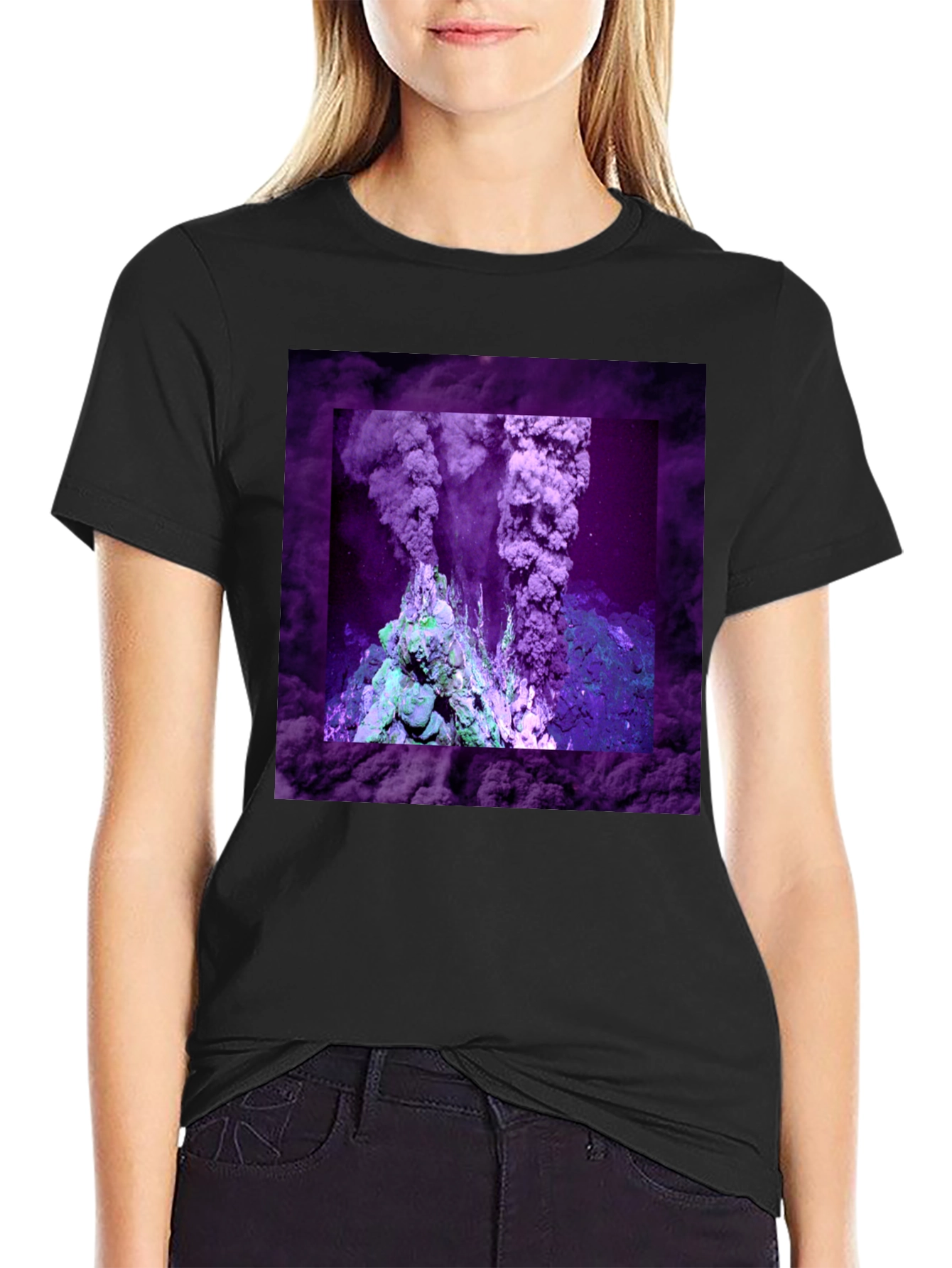 Volcano T-Shirt: Unique Purple Graphic Tee