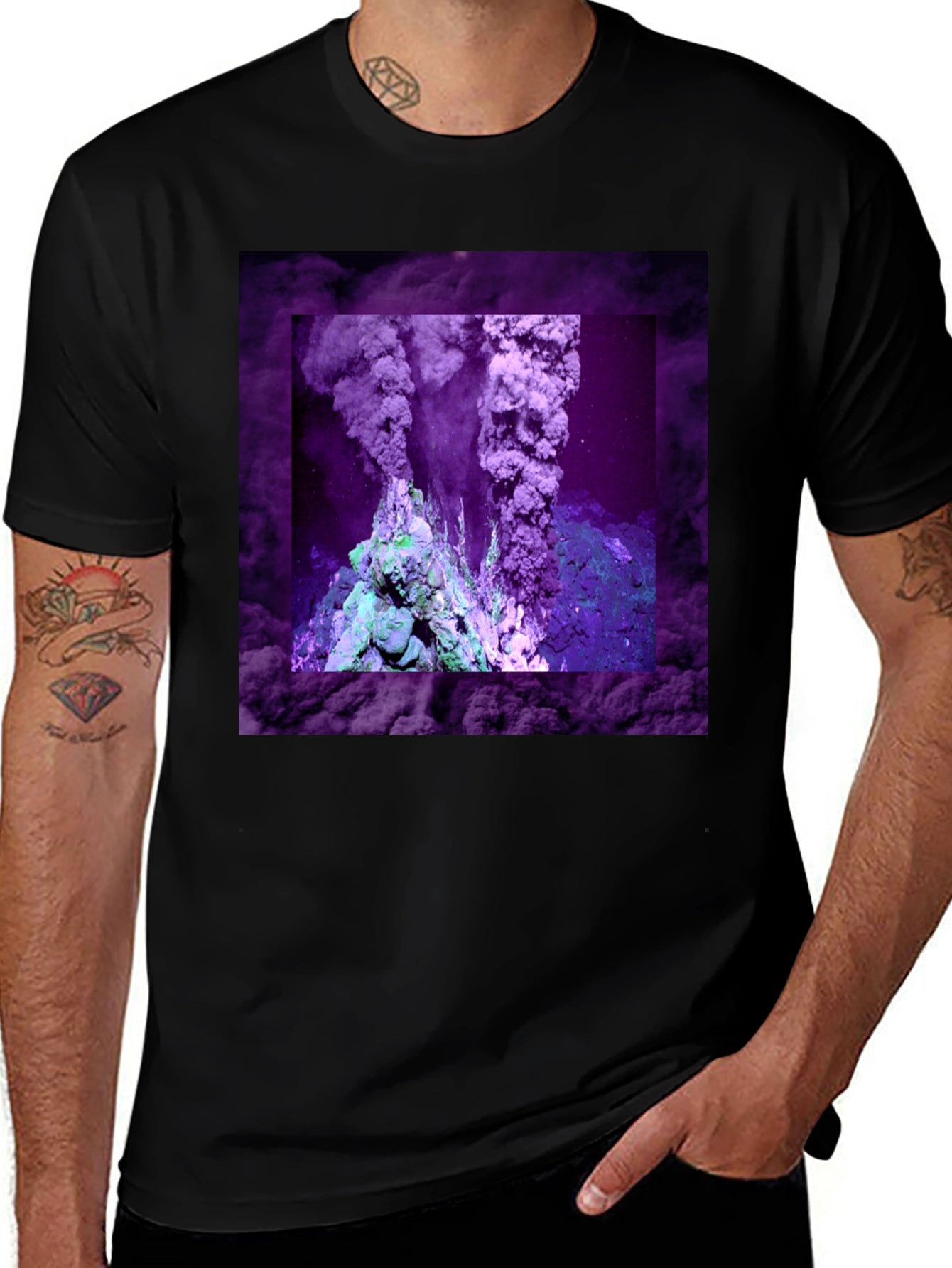 Volcano T-Shirt: Unique Purple Graphic Tee