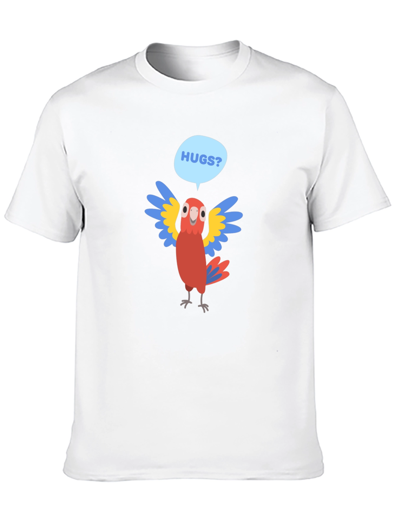Hugs Parrot Graphic T-Shirt - Fun Novelty Tee
