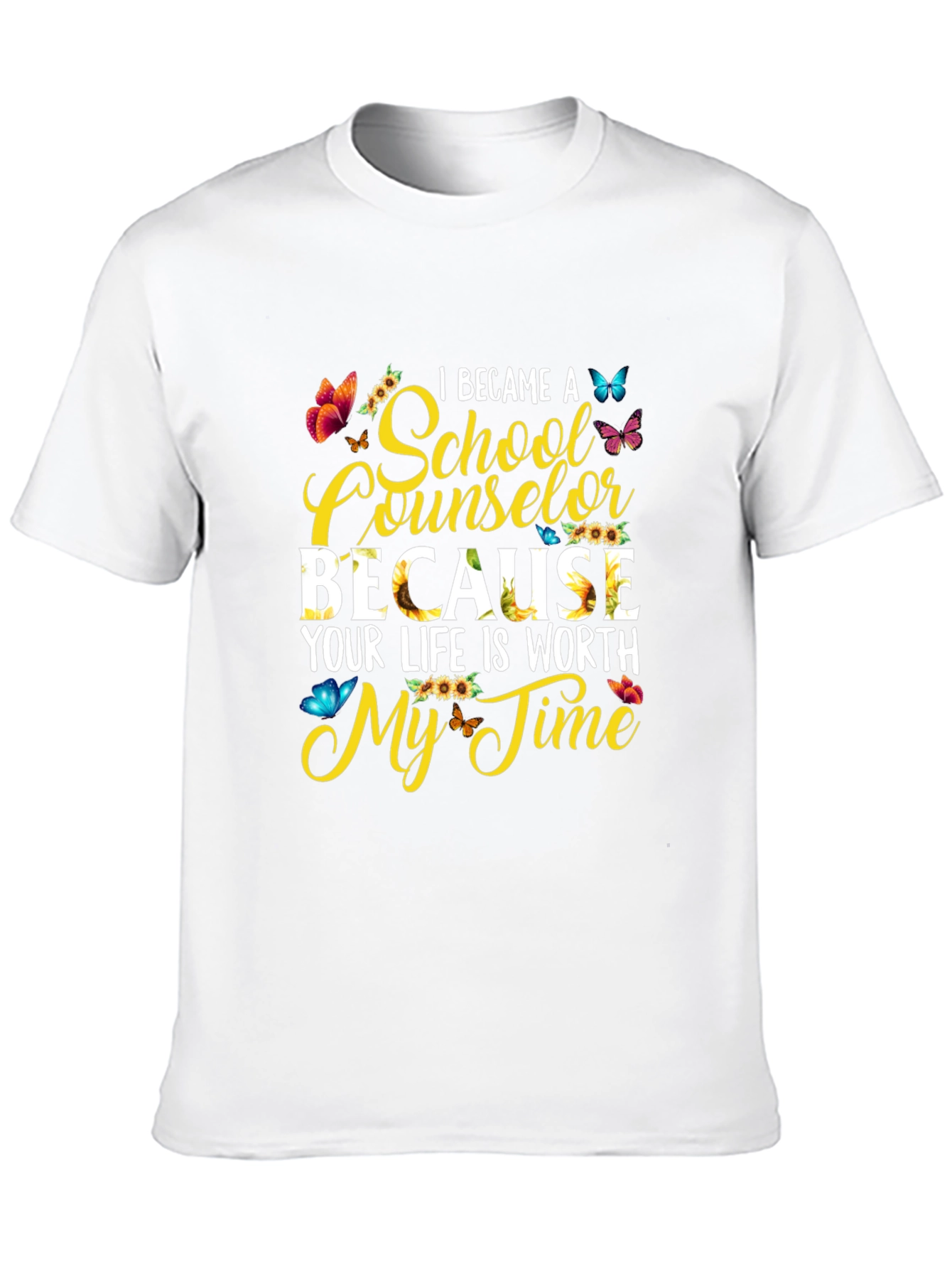 School Counselor Sunflower Butterfly Graphic Tee