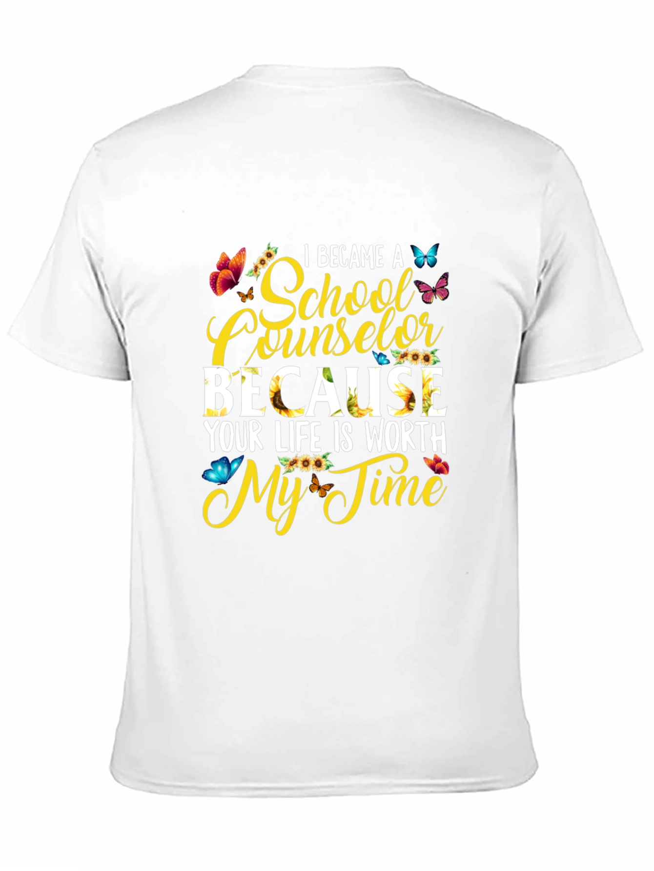 School Counselor Sunflower Butterfly Graphic Tee