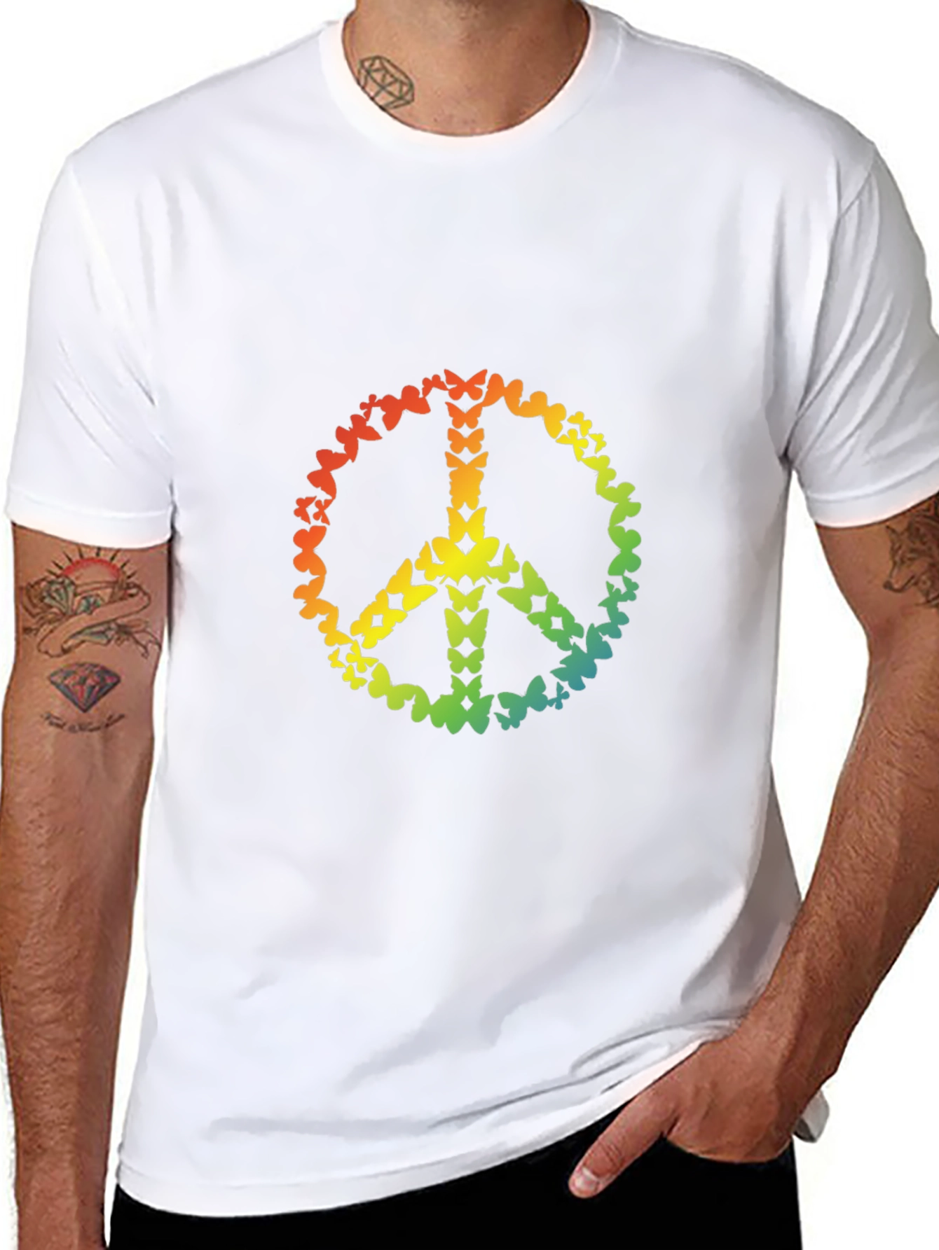 Butterfly Peace Sign Graphic T-Shirt