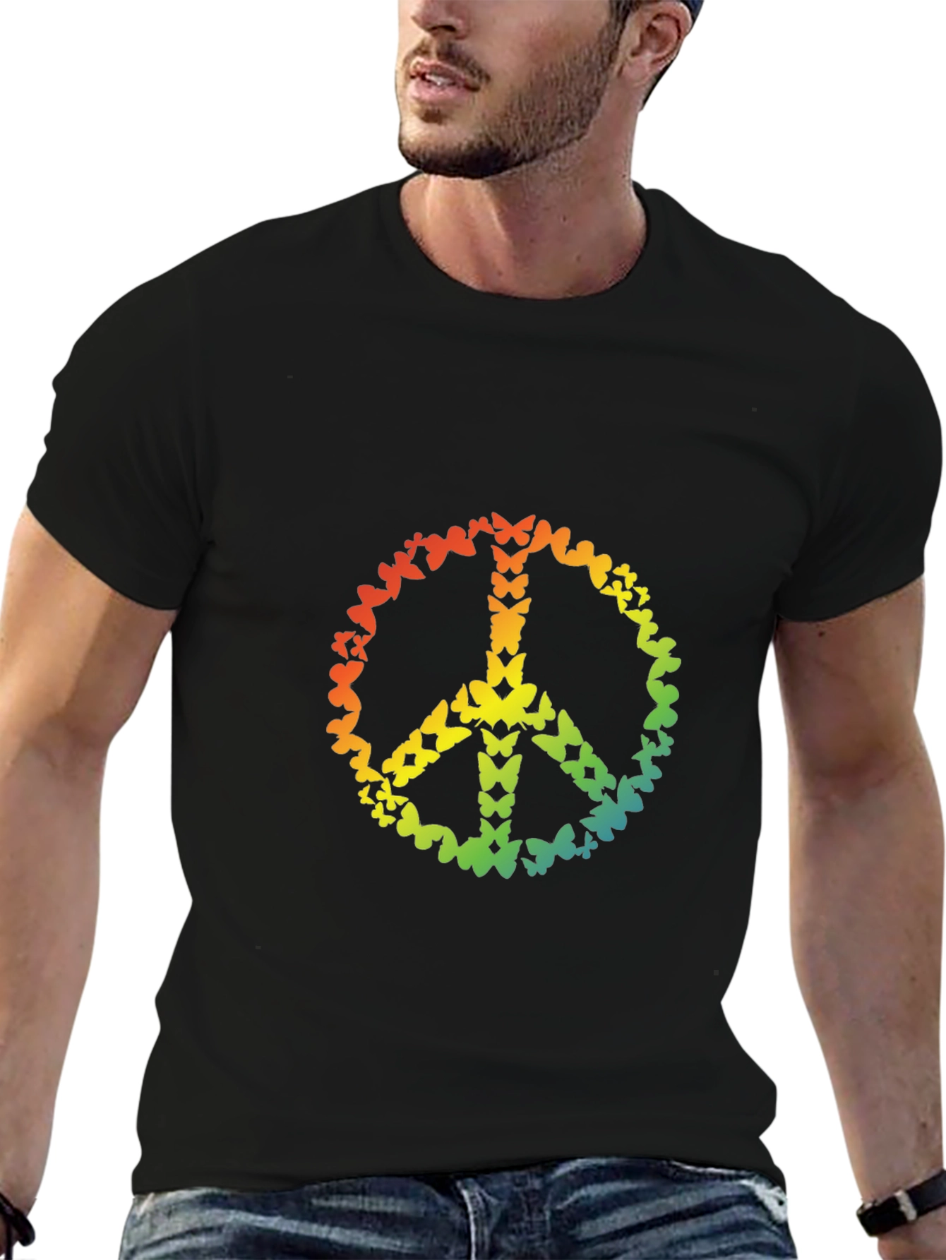 Butterfly Peace Sign Graphic T-Shirt