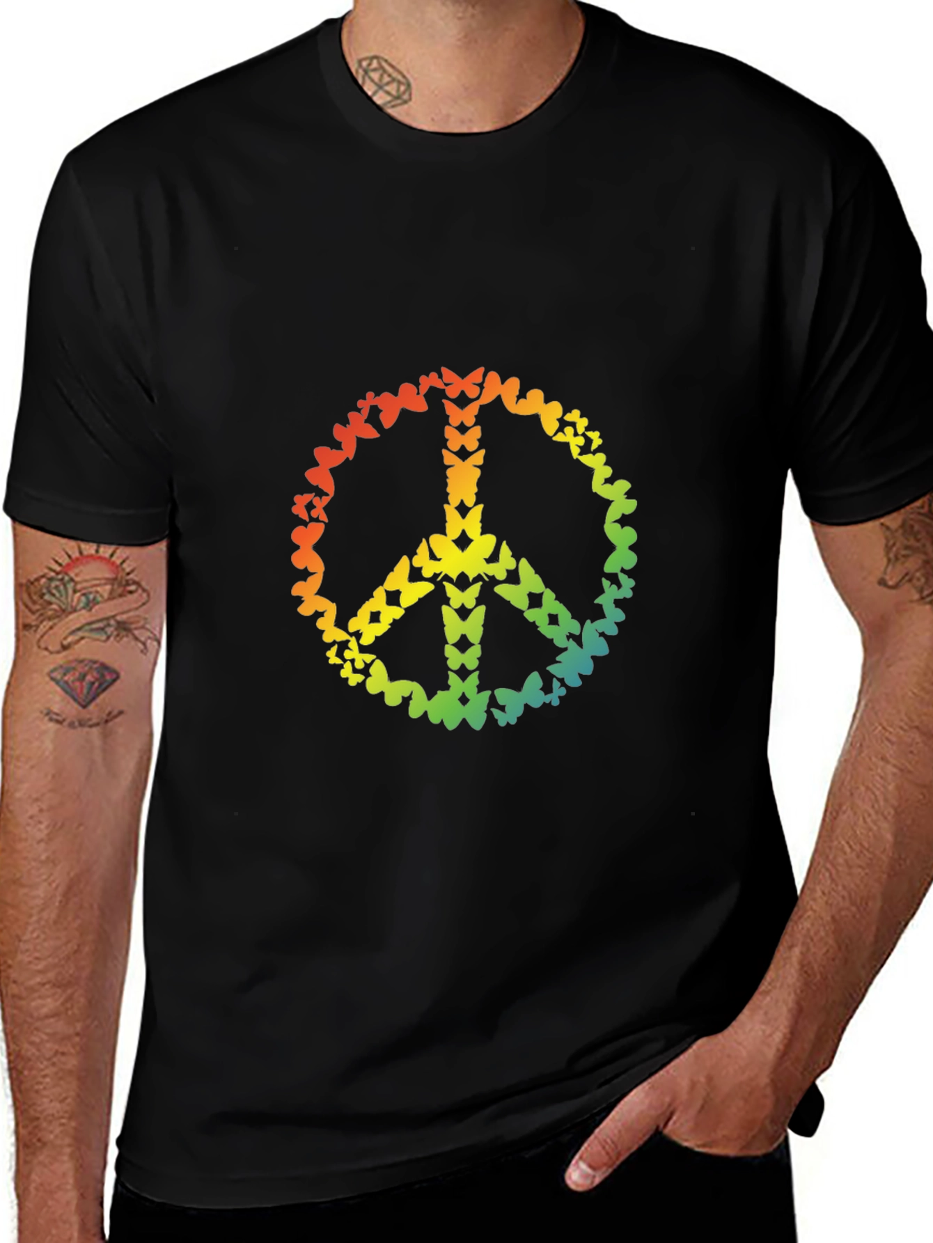 Butterfly Peace Sign Graphic T-Shirt