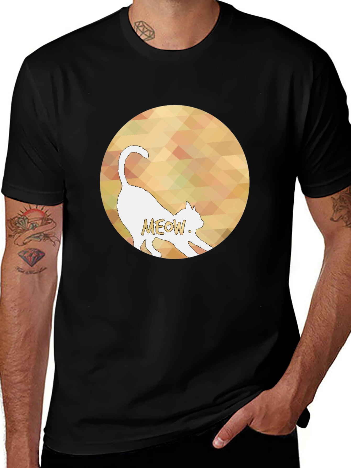 Cool Cat Meow Graphic Black T-Shirt