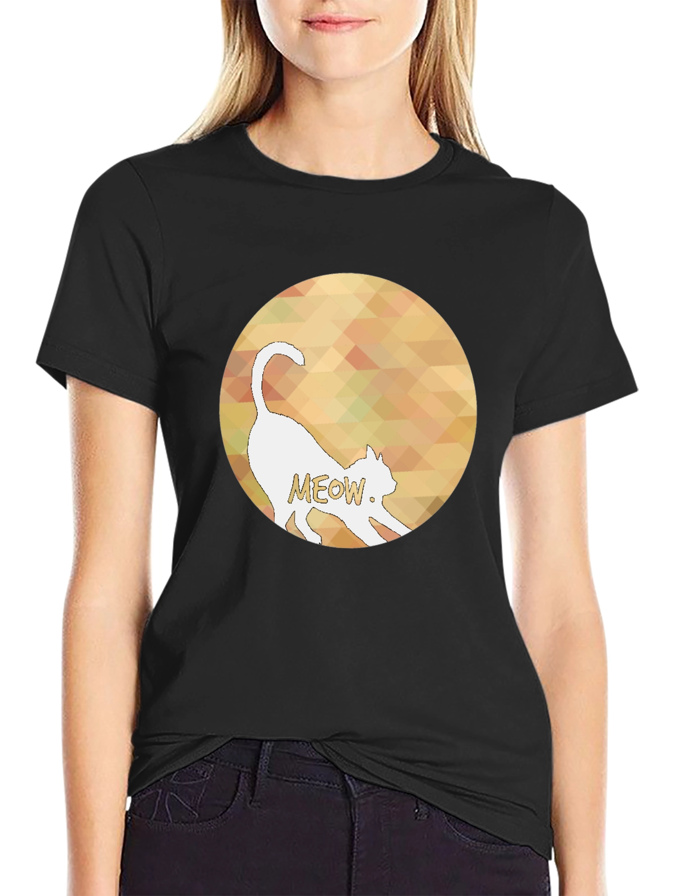 Cool Cat Meow Graphic Black T-Shirt