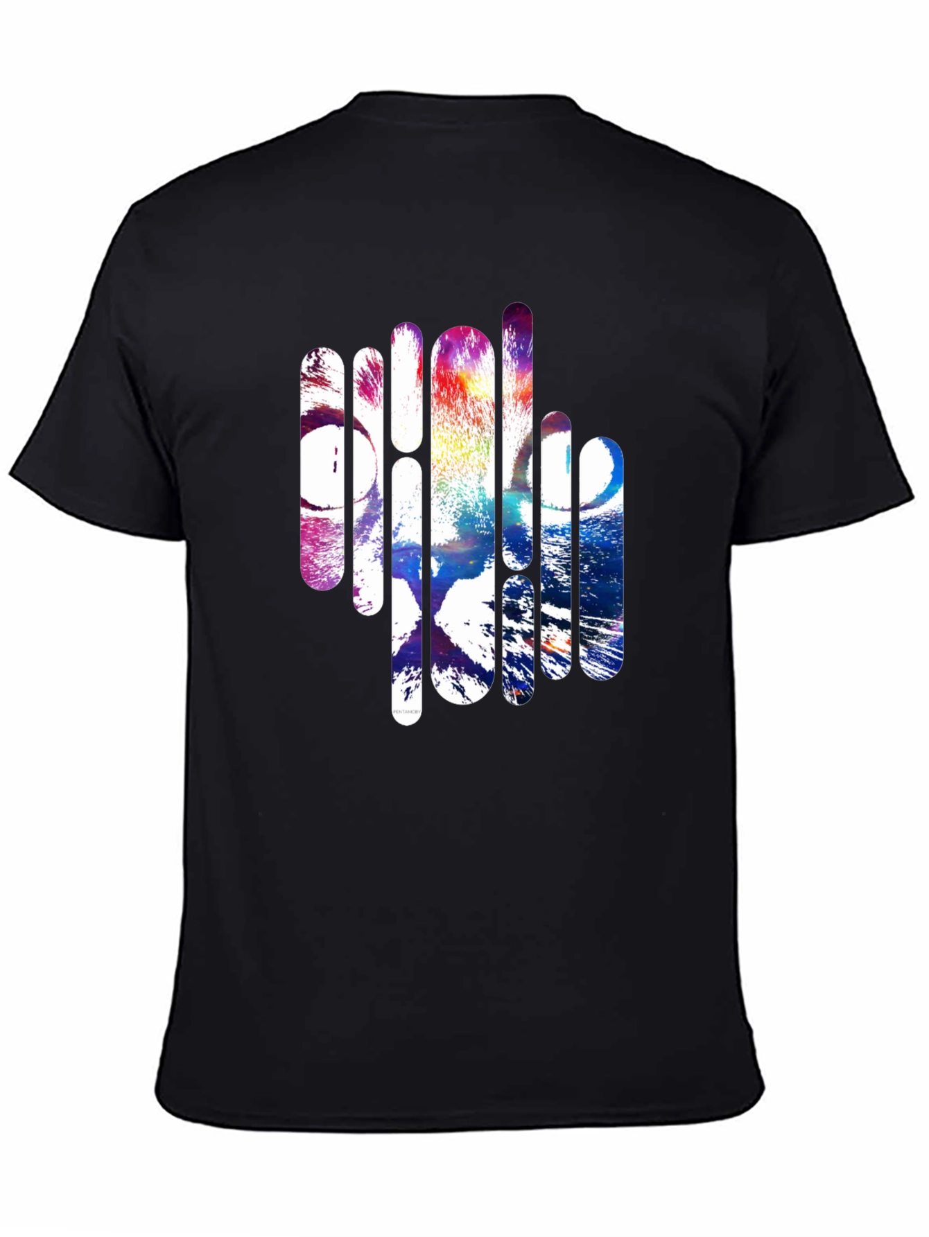 Abstract Cat Graphic Black T-Shirt