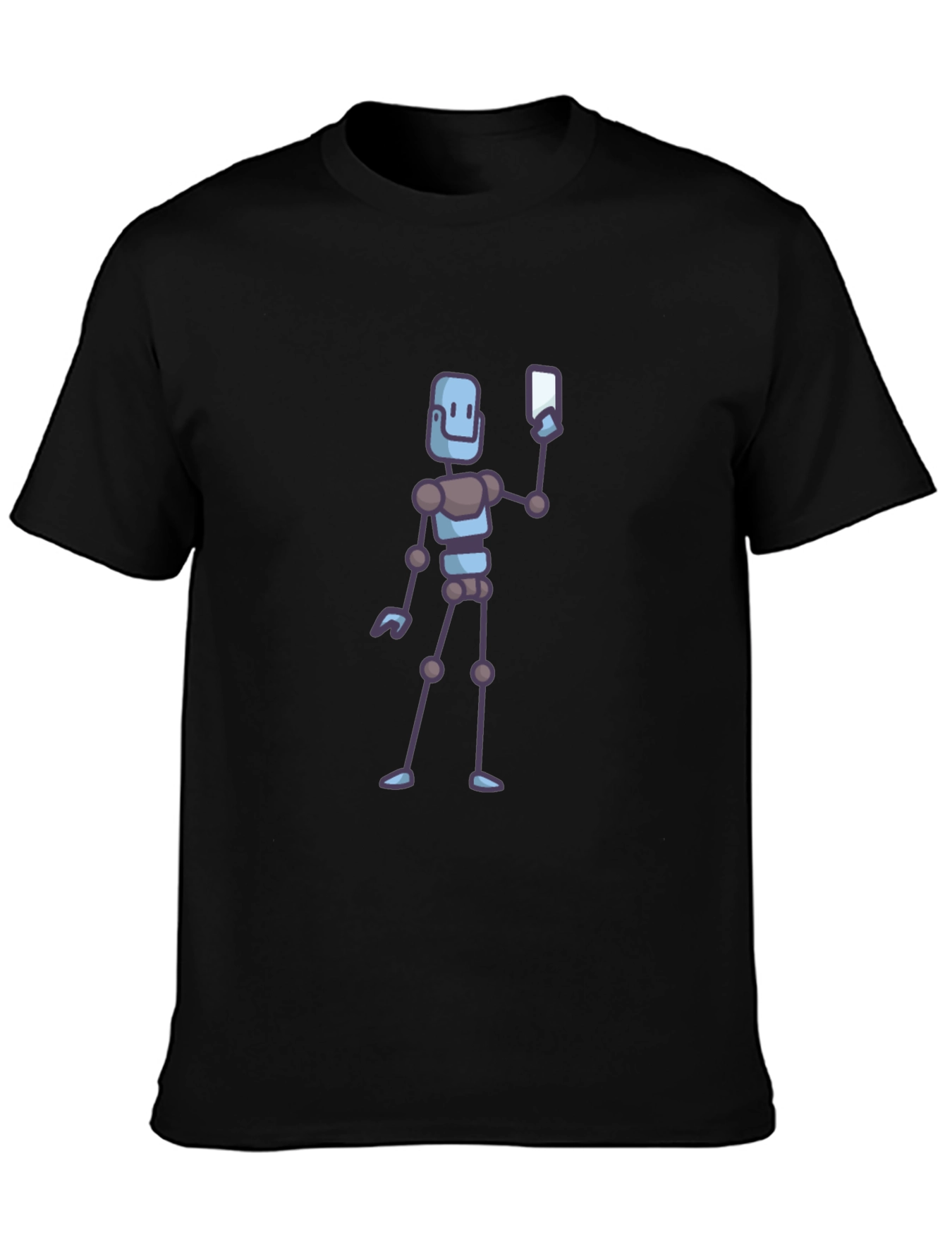 Robot Selfie Black T-Shirt - Novelty Graphic Tee