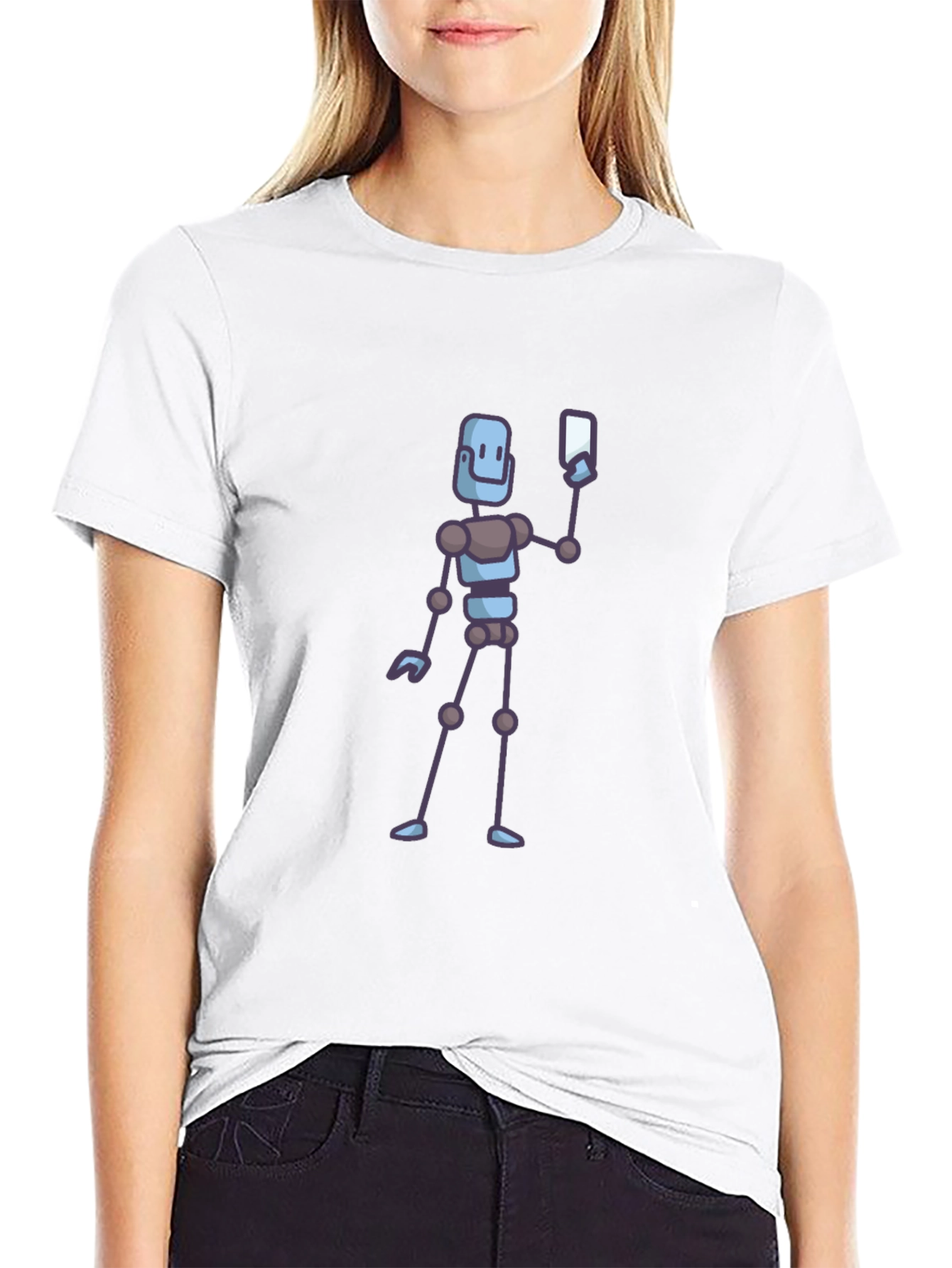 Robot Selfie Black T-Shirt - Novelty Graphic Tee