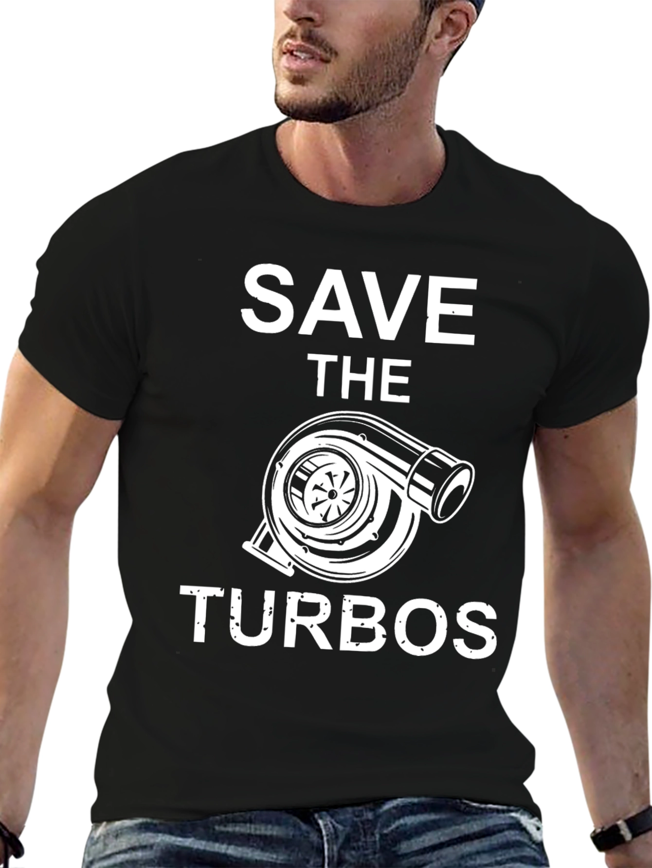 Save the Turbos Graphic Tee - Black Cotton T-Shirt