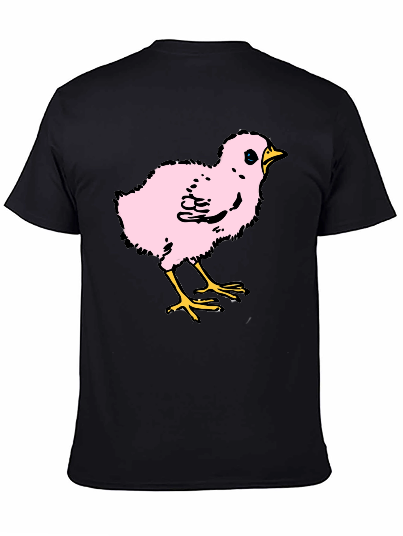 Cute Pink Chick Graphic T-Shirt - Casual Black Tee