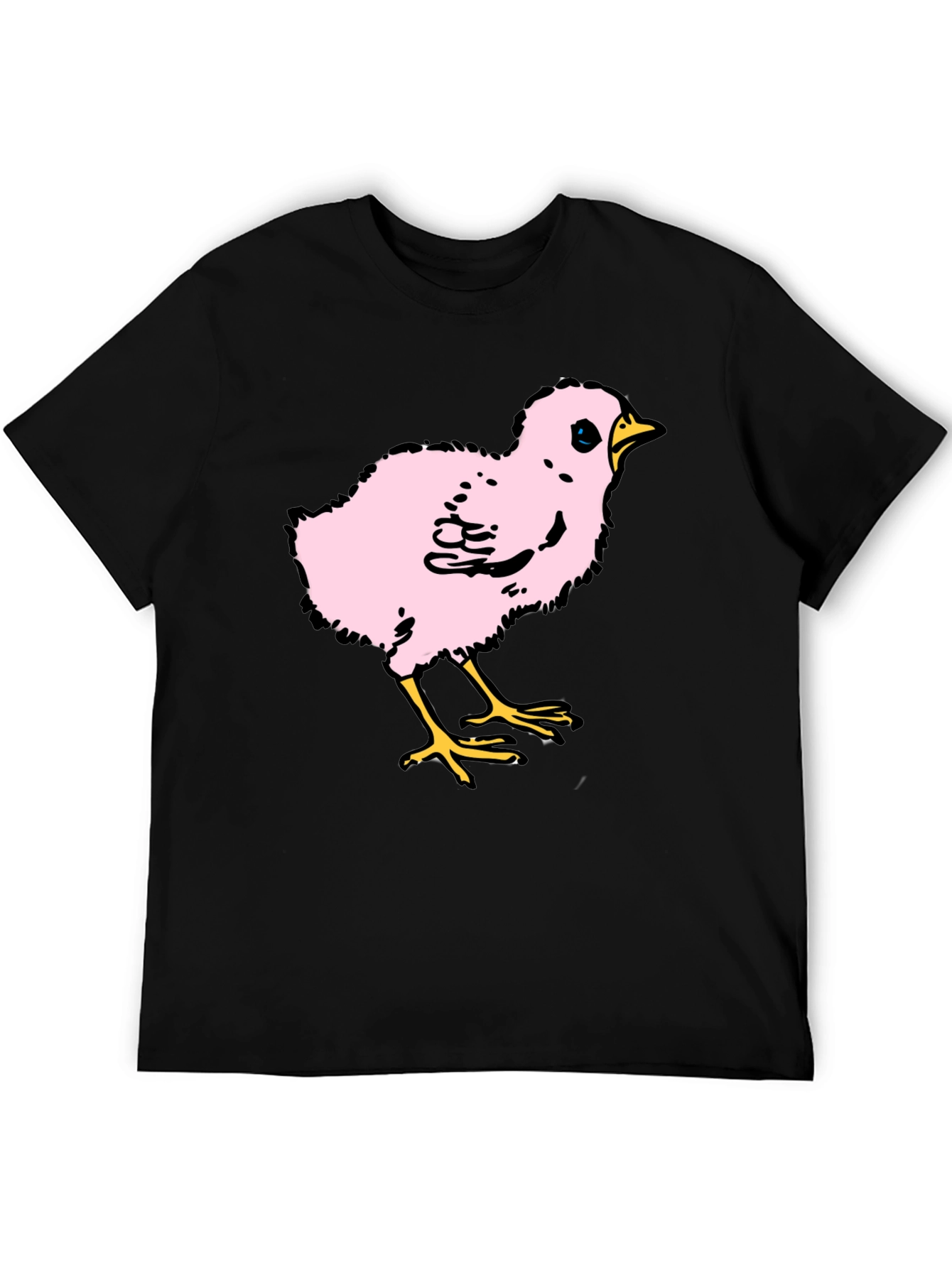 Cute Pink Chick Graphic T-Shirt - Casual Black Tee