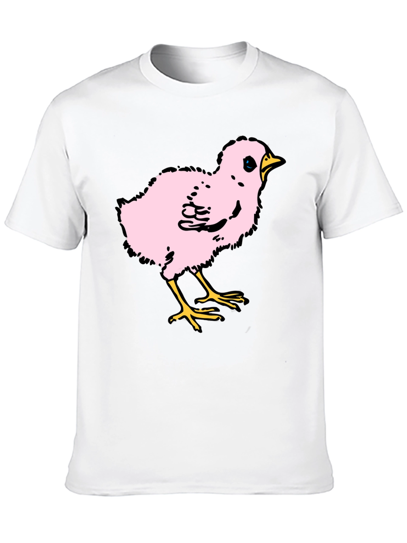 Cute Pink Chick Graphic T-Shirt - Casual Black Tee