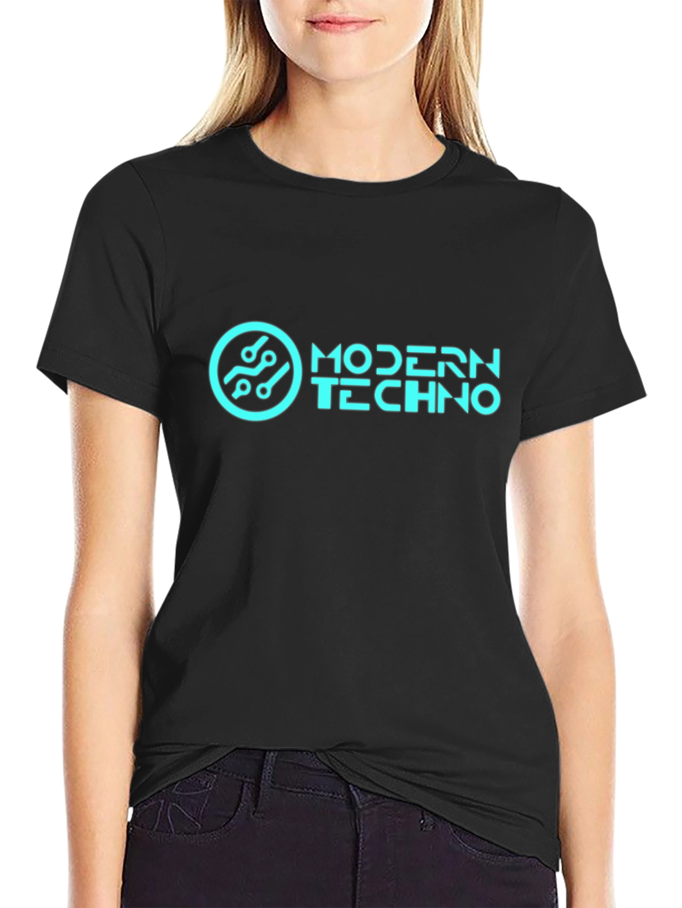 Modern Techno Graphic T-Shirt - Black