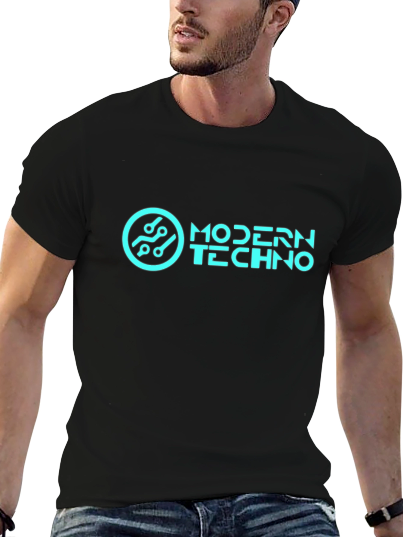 Modern Techno Graphic T-Shirt - Black
