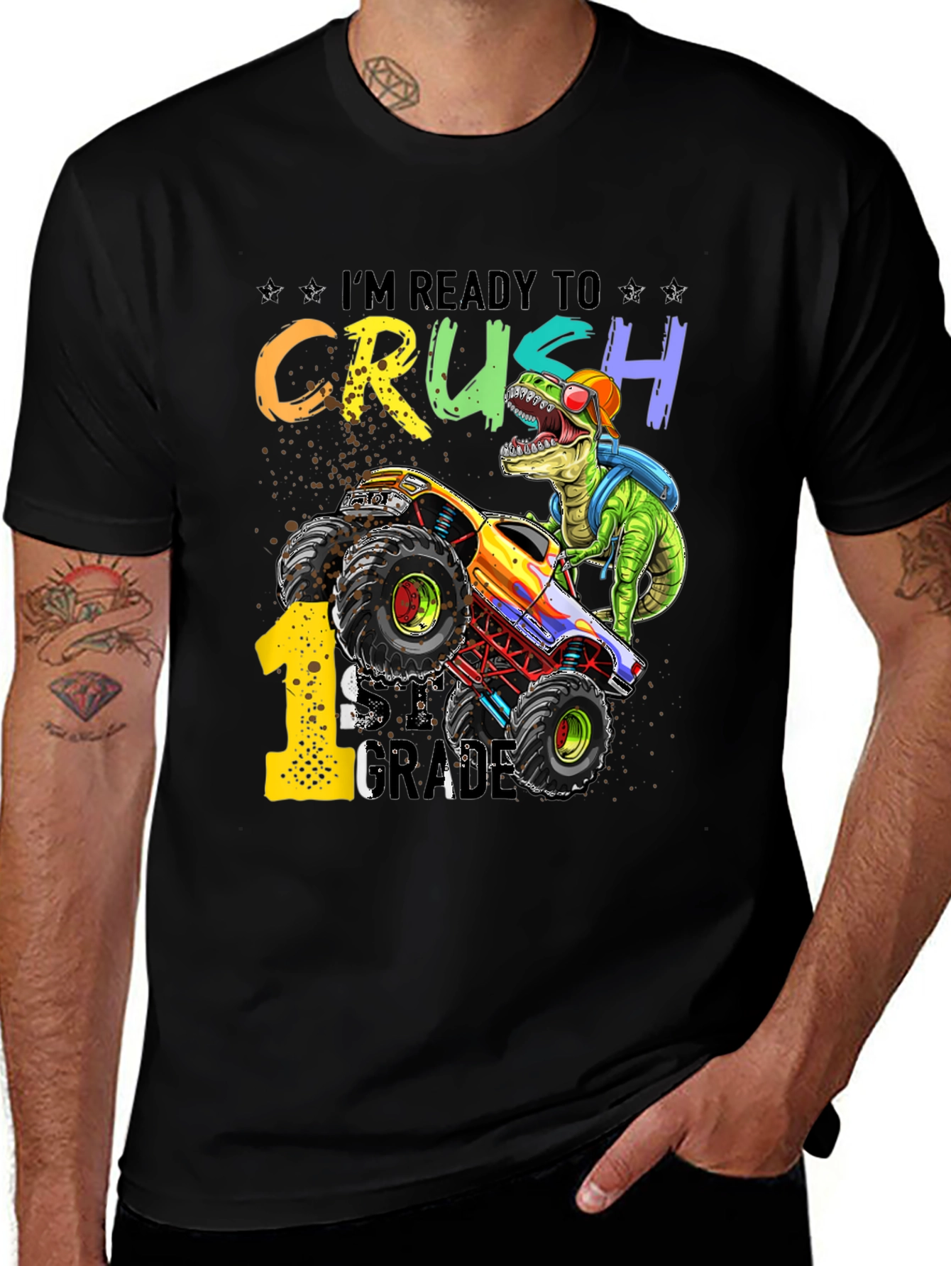Ready to Crush 1st Grade Dinosaur Monster Truck T-Shirt
