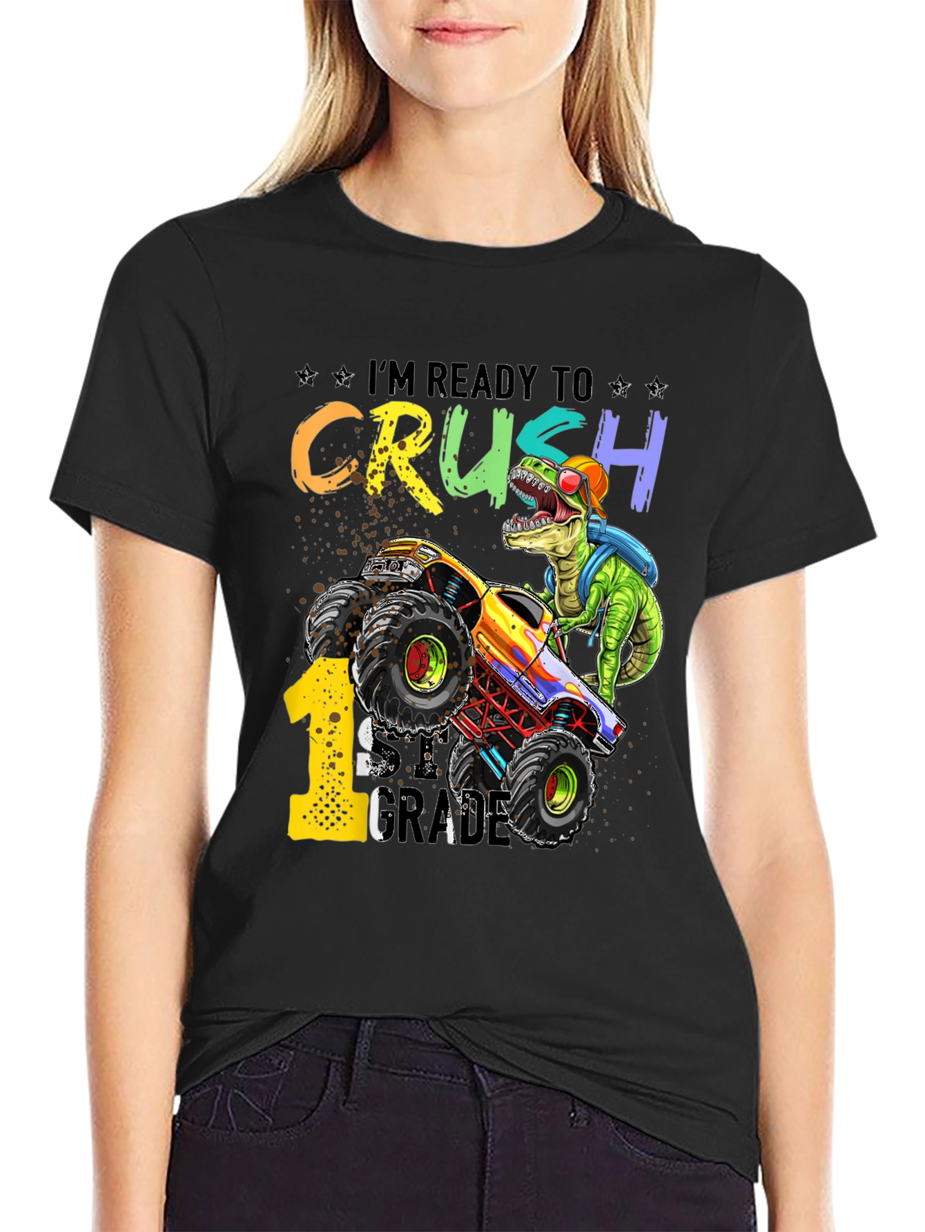 Ready to Crush 1st Grade Dinosaur Monster Truck T-Shirt