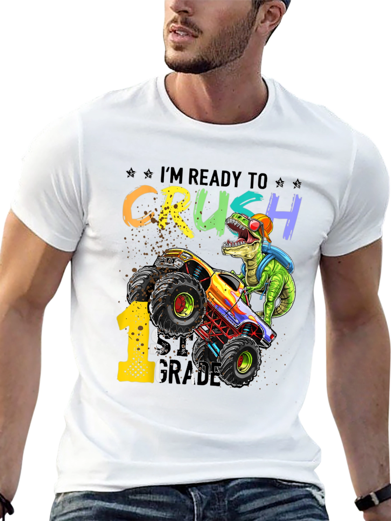 Ready to Crush 1st Grade Dinosaur Monster Truck T-Shirt