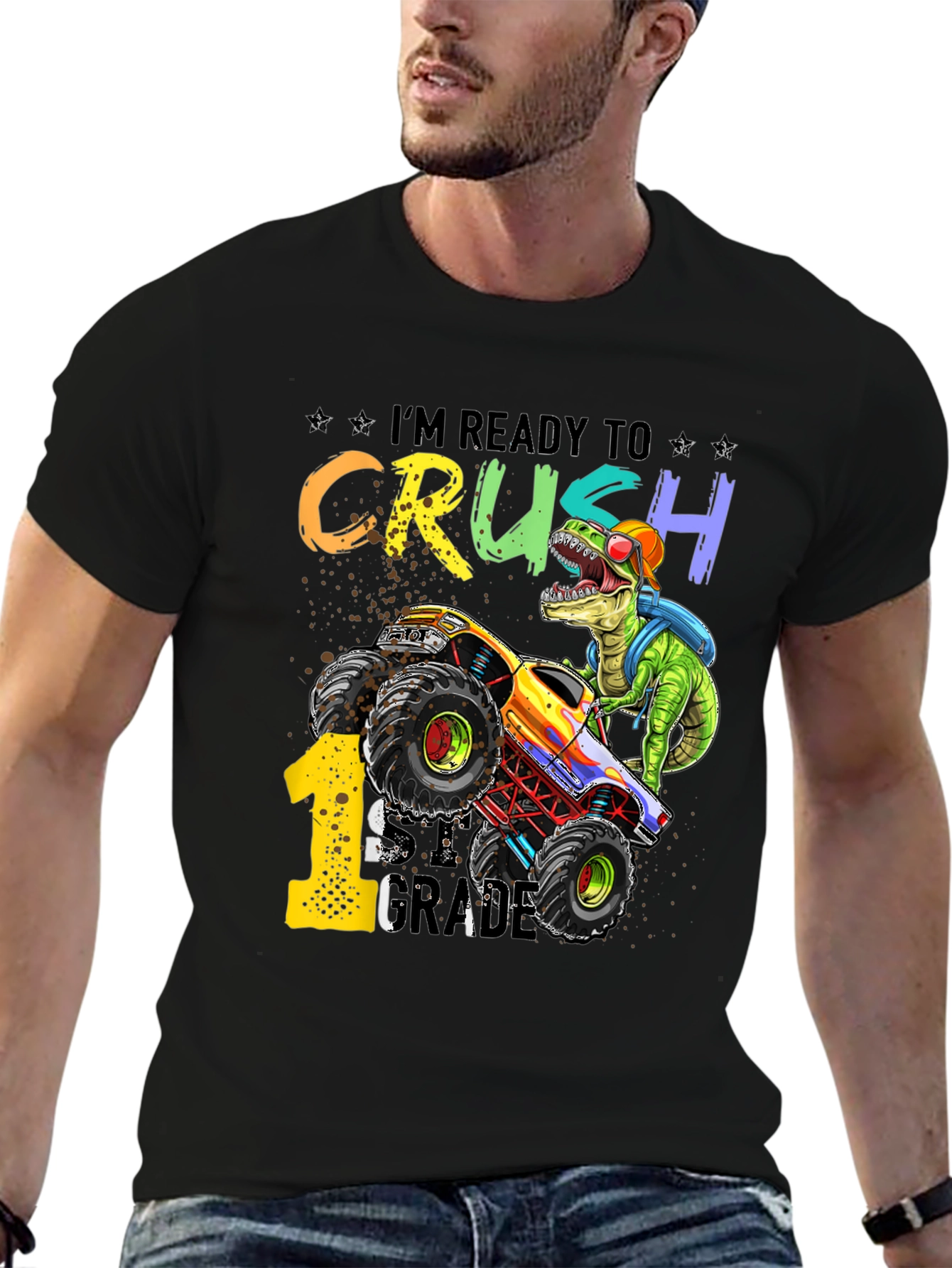 Ready to Crush 1st Grade Dinosaur Monster Truck T-Shirt