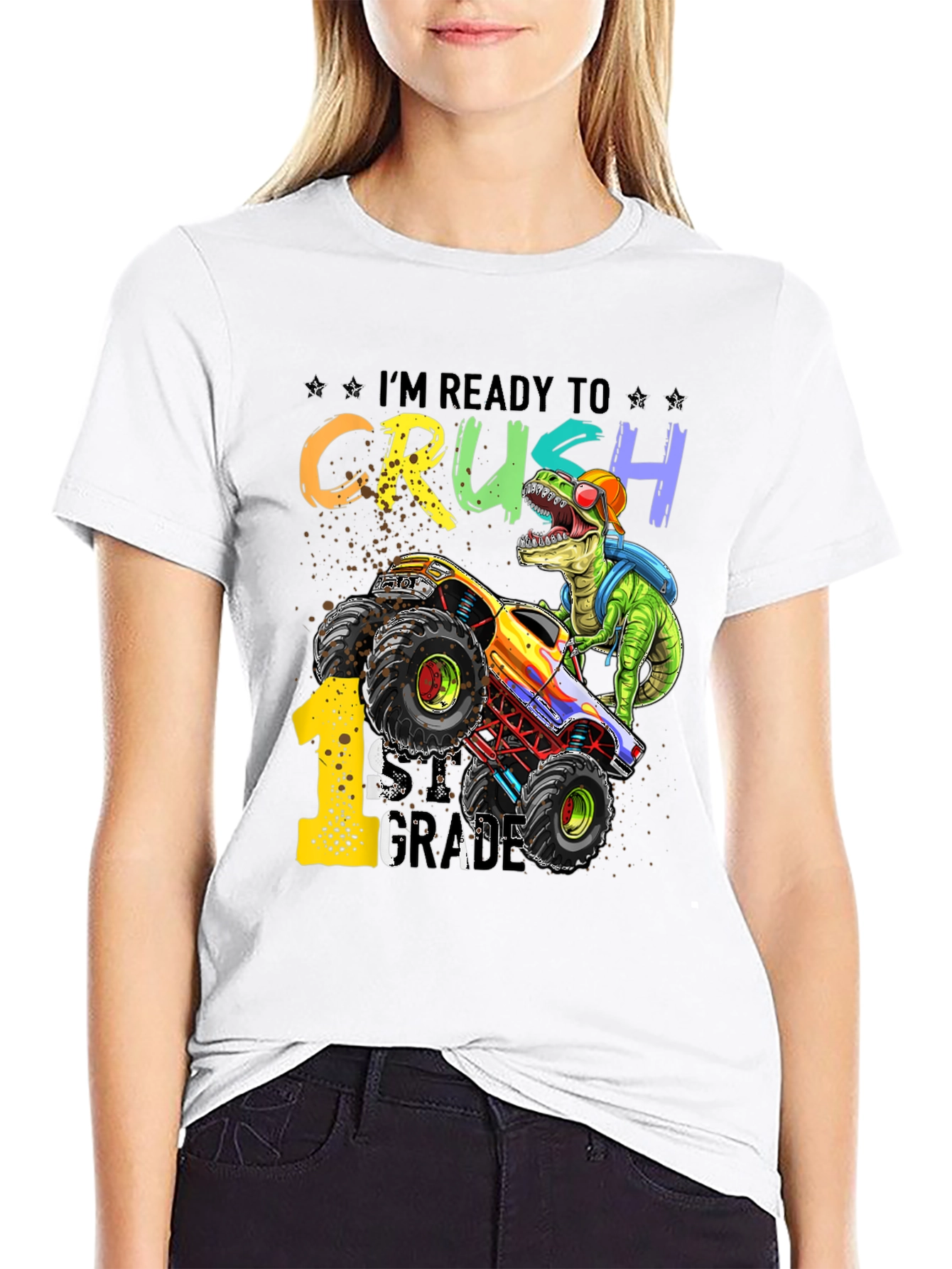 Ready to Crush 1st Grade Dinosaur Monster Truck T-Shirt