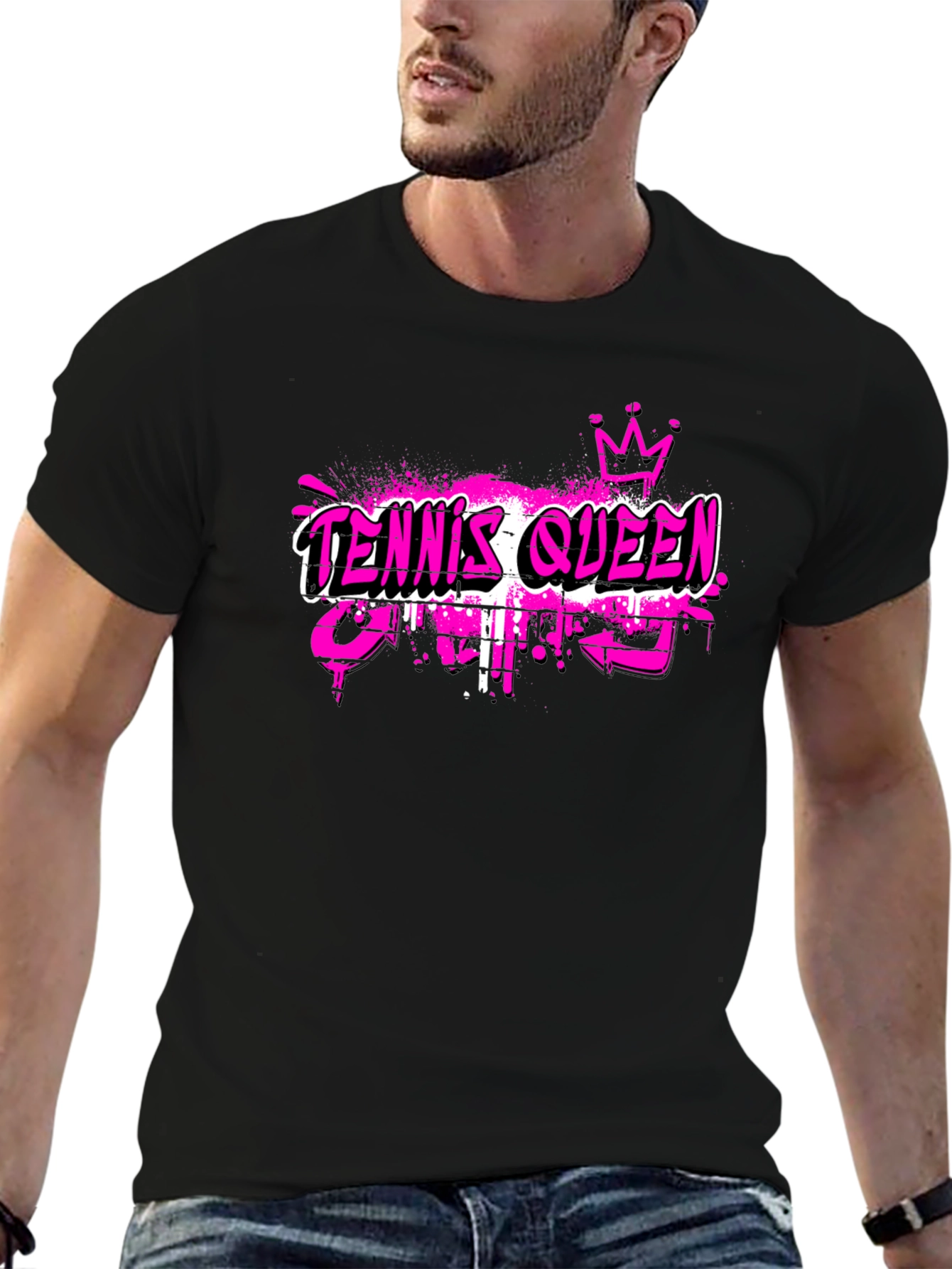 Tennis Queen Graphic T-Shirt - Black