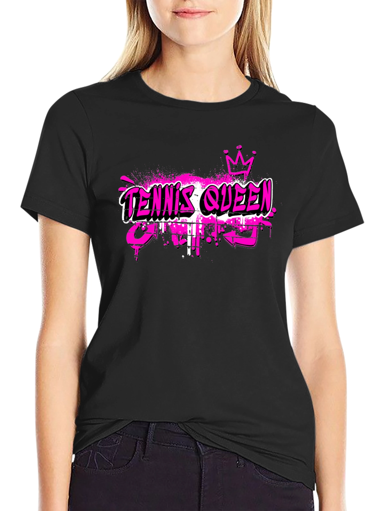 Tennis Queen Graphic T-Shirt - Black