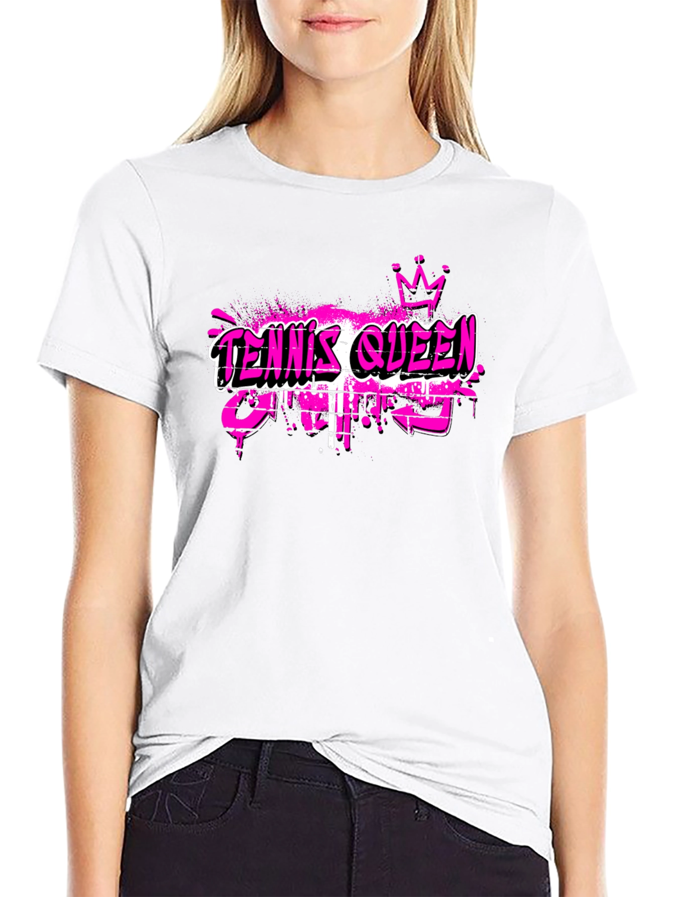 Tennis Queen Graphic T-Shirt - Black