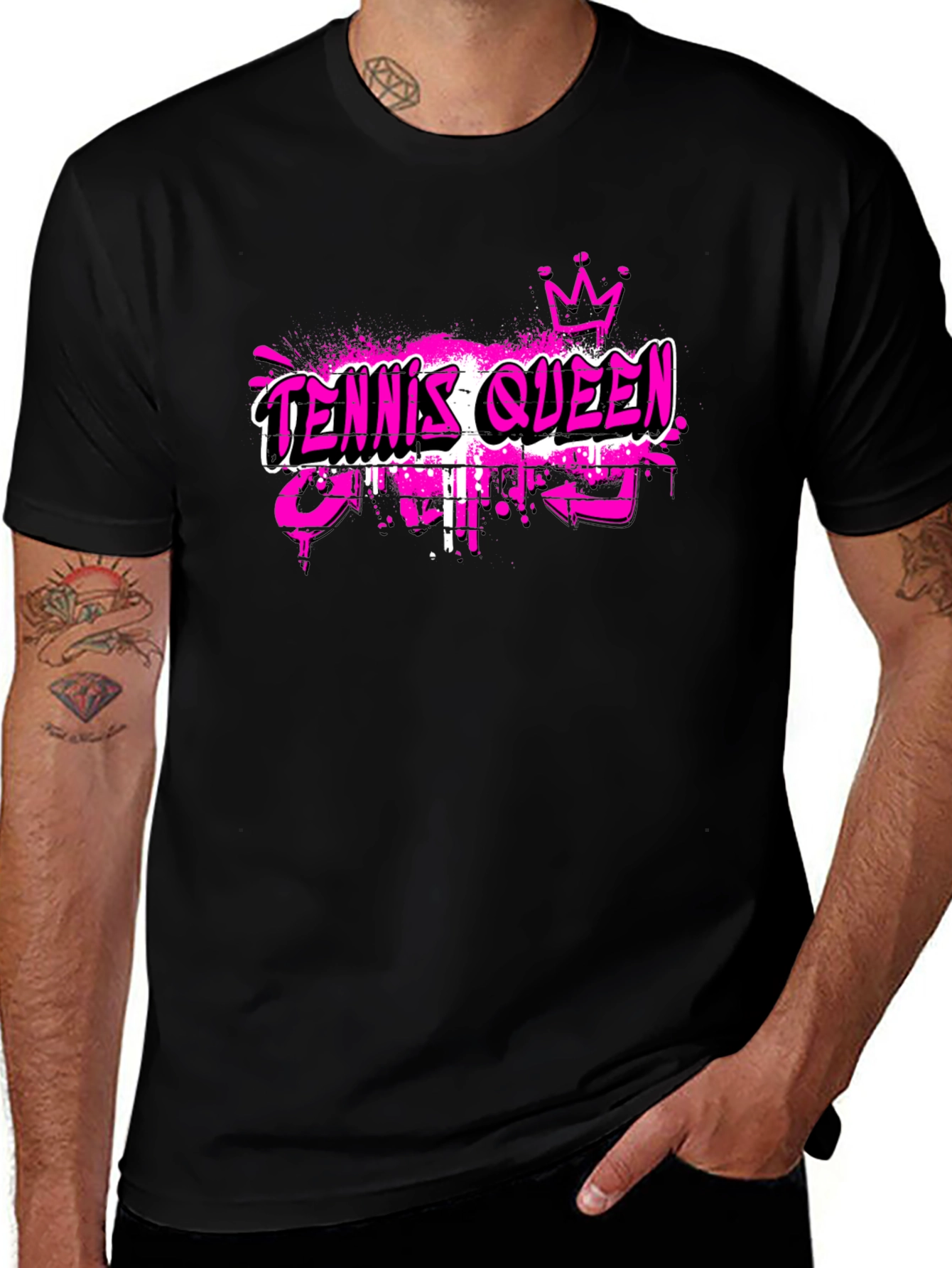 Tennis Queen Graphic T-Shirt - Black
