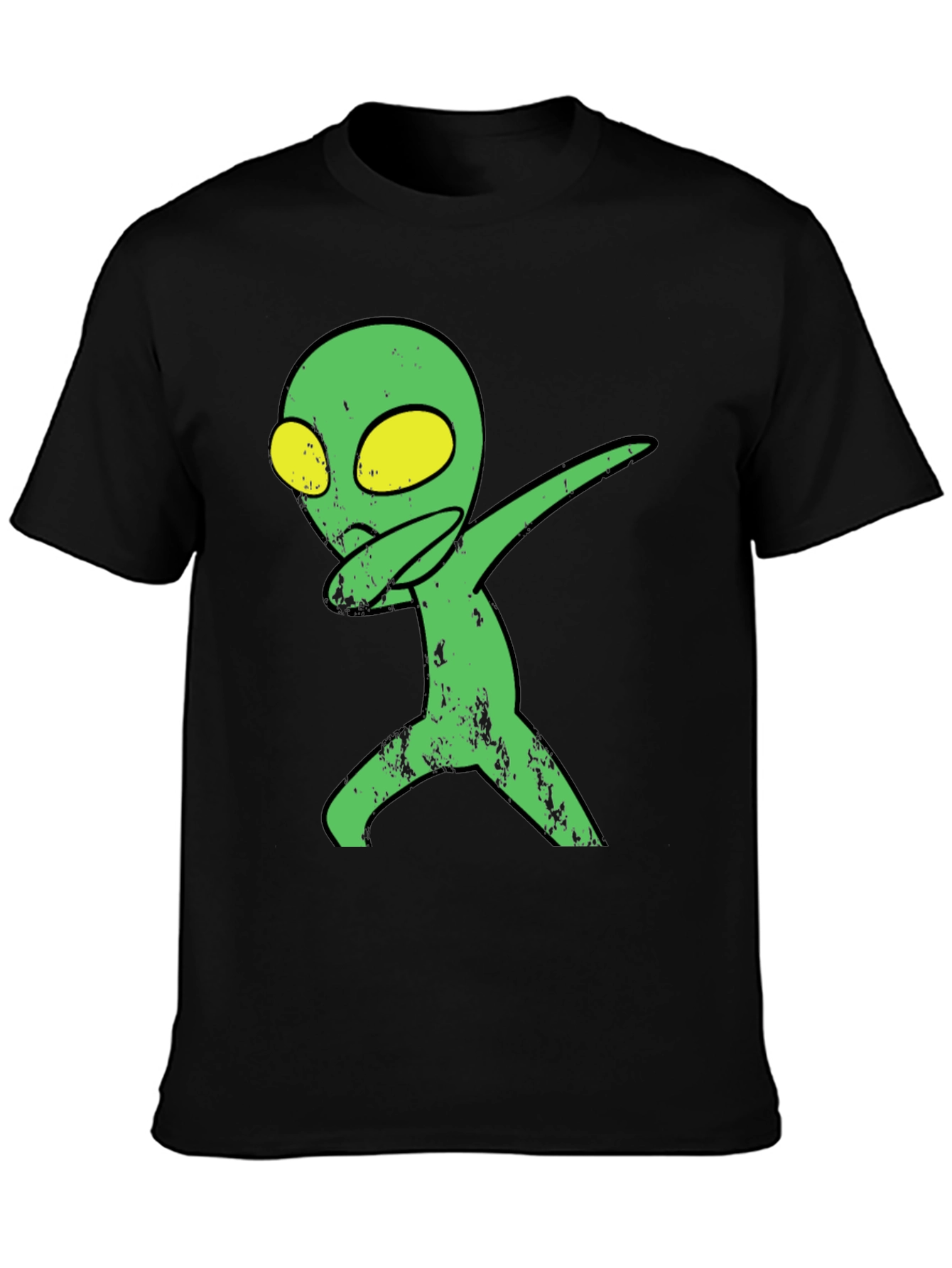Dabbing Alien Graphic Tee - Trendy Black T-Shirt