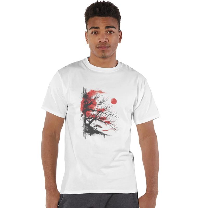 Japanese Tree Aesthetic Buddhism Red Moon