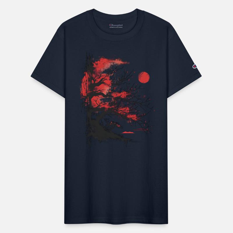 Japanese Tree Aesthetic Buddhism Red Moon