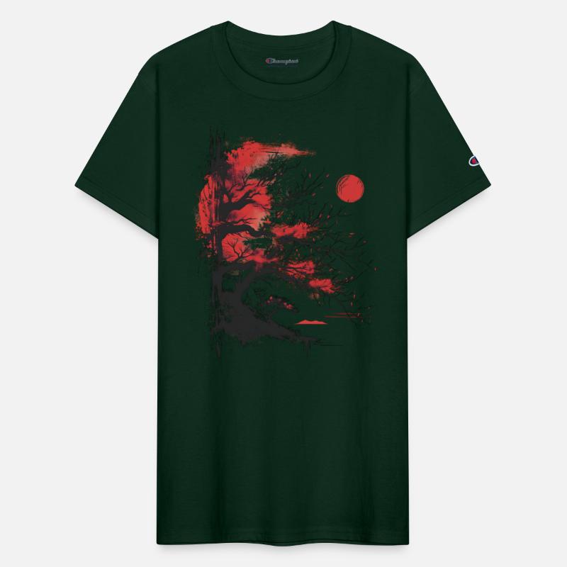 Japanese Tree Aesthetic Buddhism Red Moon