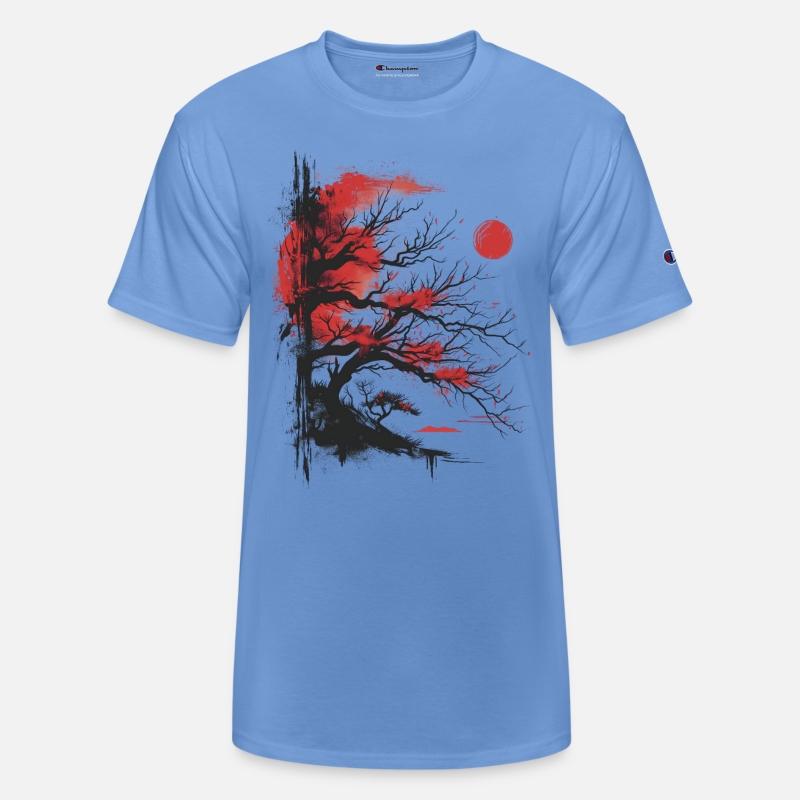 Japanese Tree Aesthetic Buddhism Red Moon