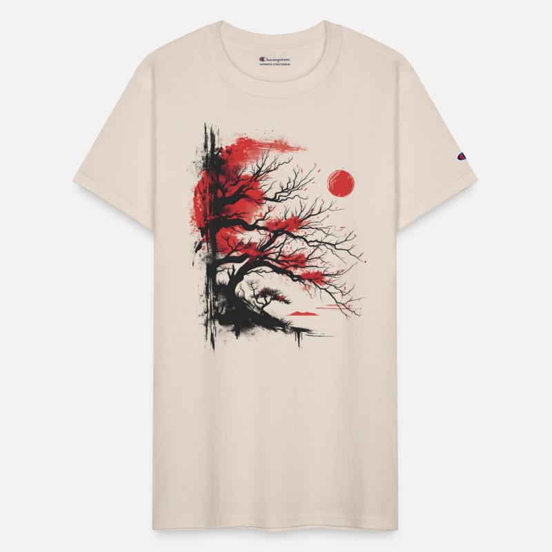Japanese Tree Aesthetic Buddhism Red Moon