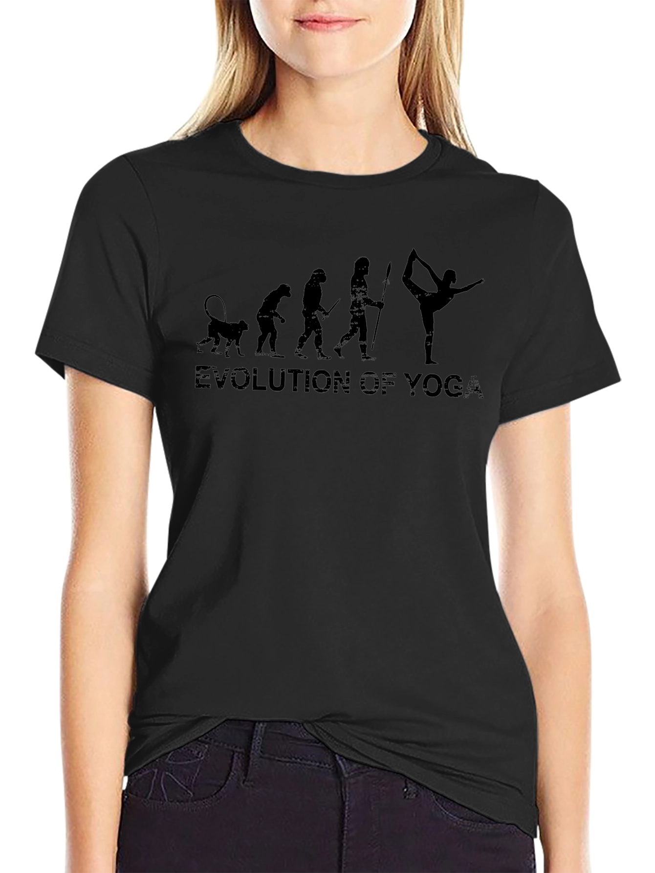 Evolution of Yoga Graphic Tee - Black Cotton Blend