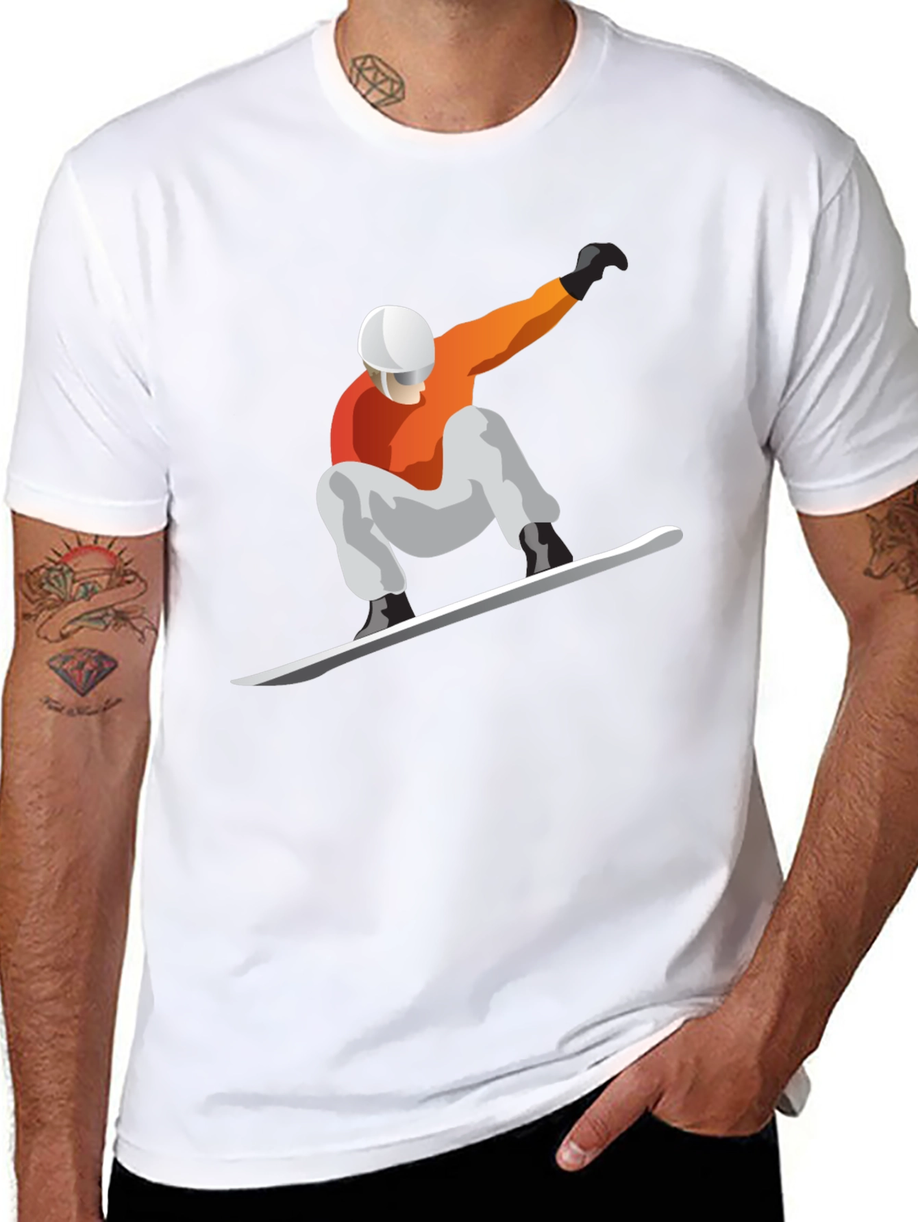 Snowboarder Graphic Tee - Black Cotton