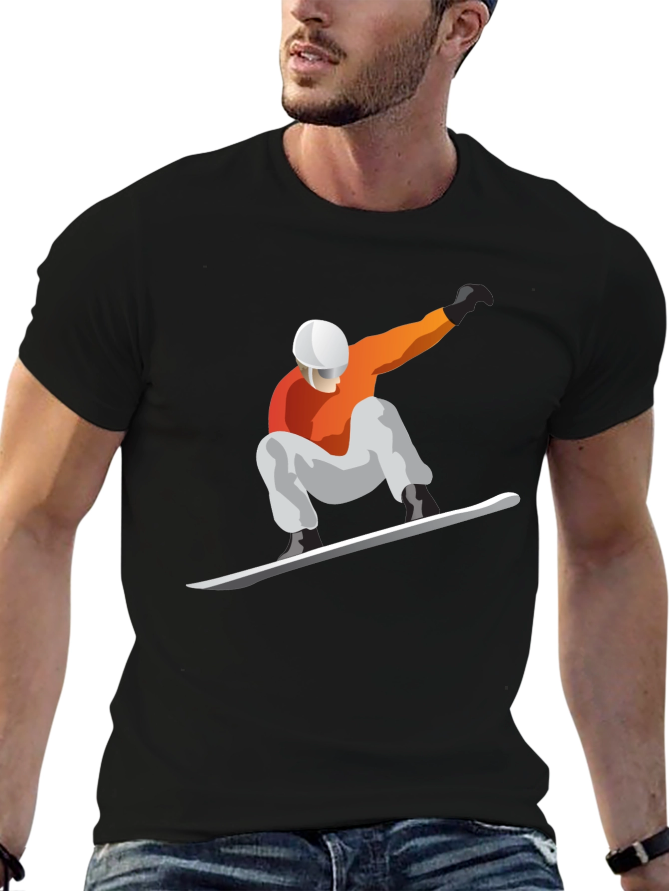 Snowboarder Graphic Tee - Black Cotton
