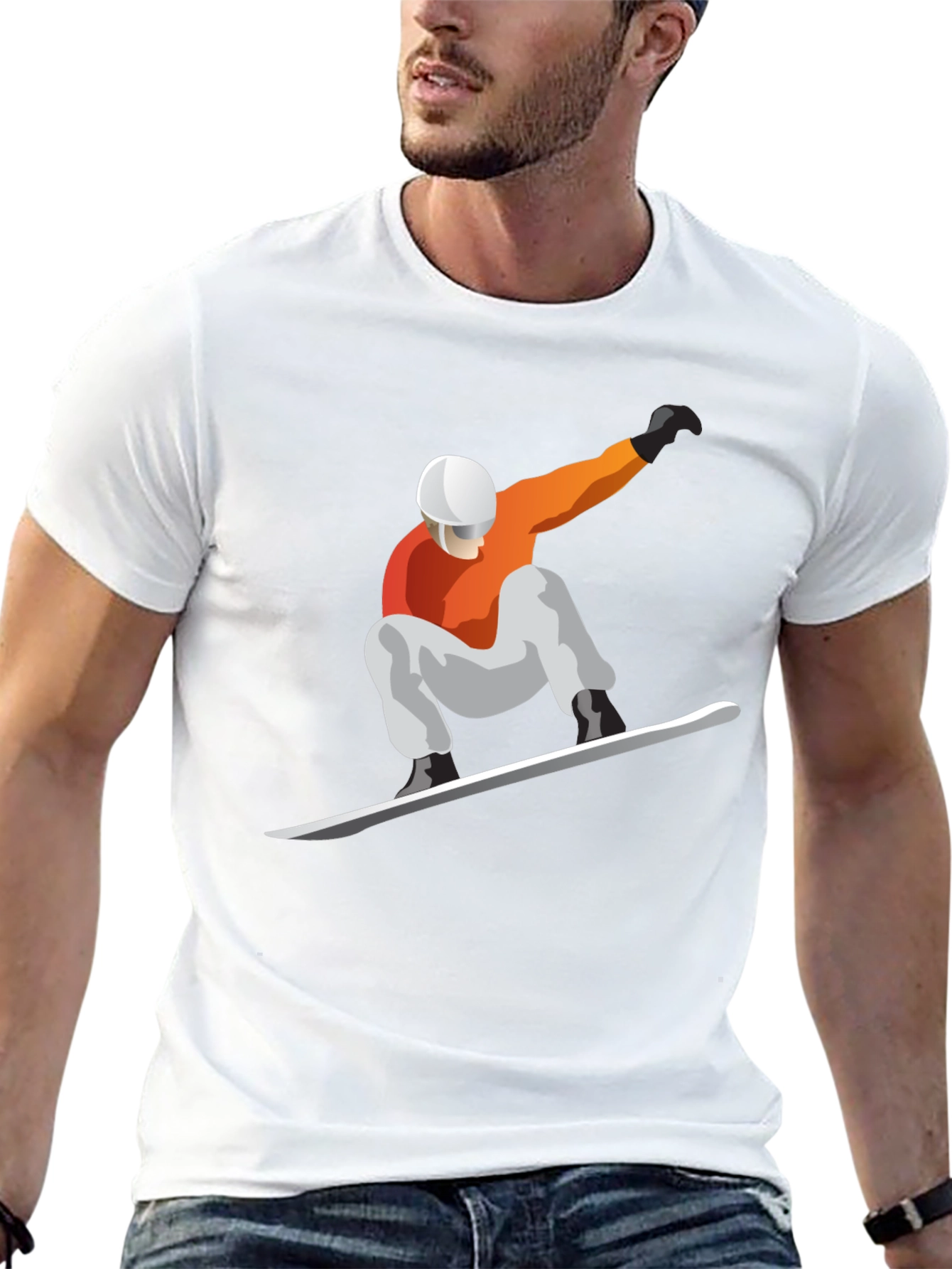 Snowboarder Graphic Tee - Black Cotton