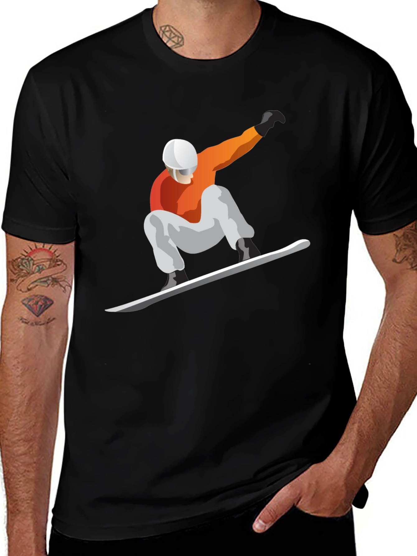 Snowboarder Graphic Tee - Black Cotton