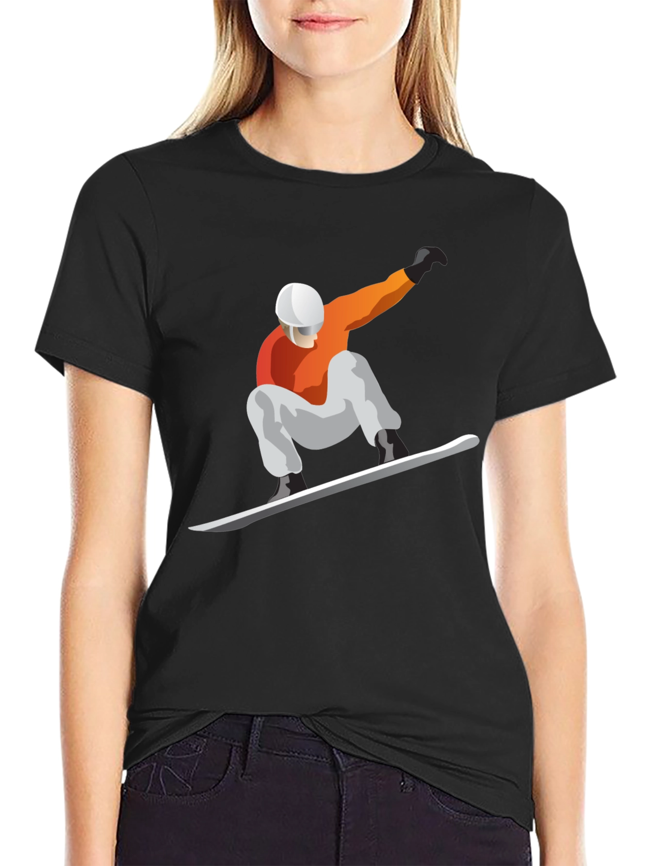 Snowboarder Graphic Tee - Black Cotton